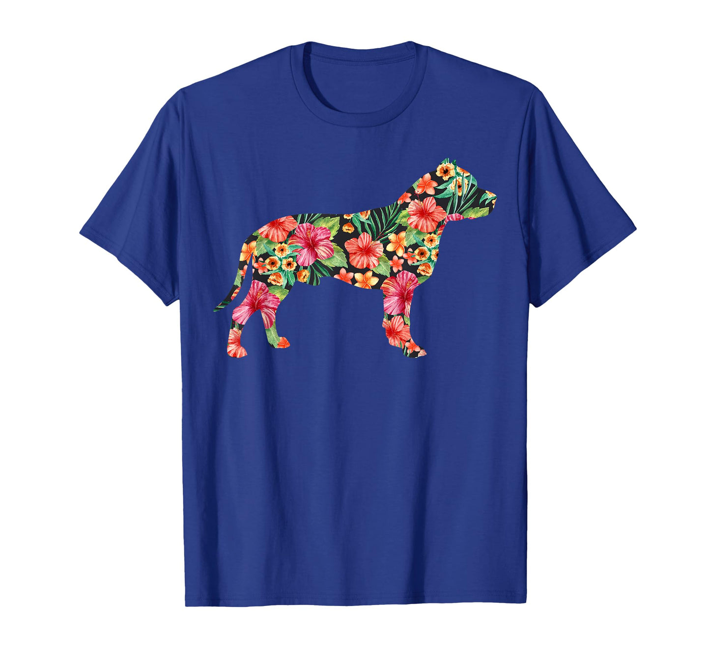 Pit Bull Flower Funny Dog Silhouette Floral Gifts Women Men T-Shirt