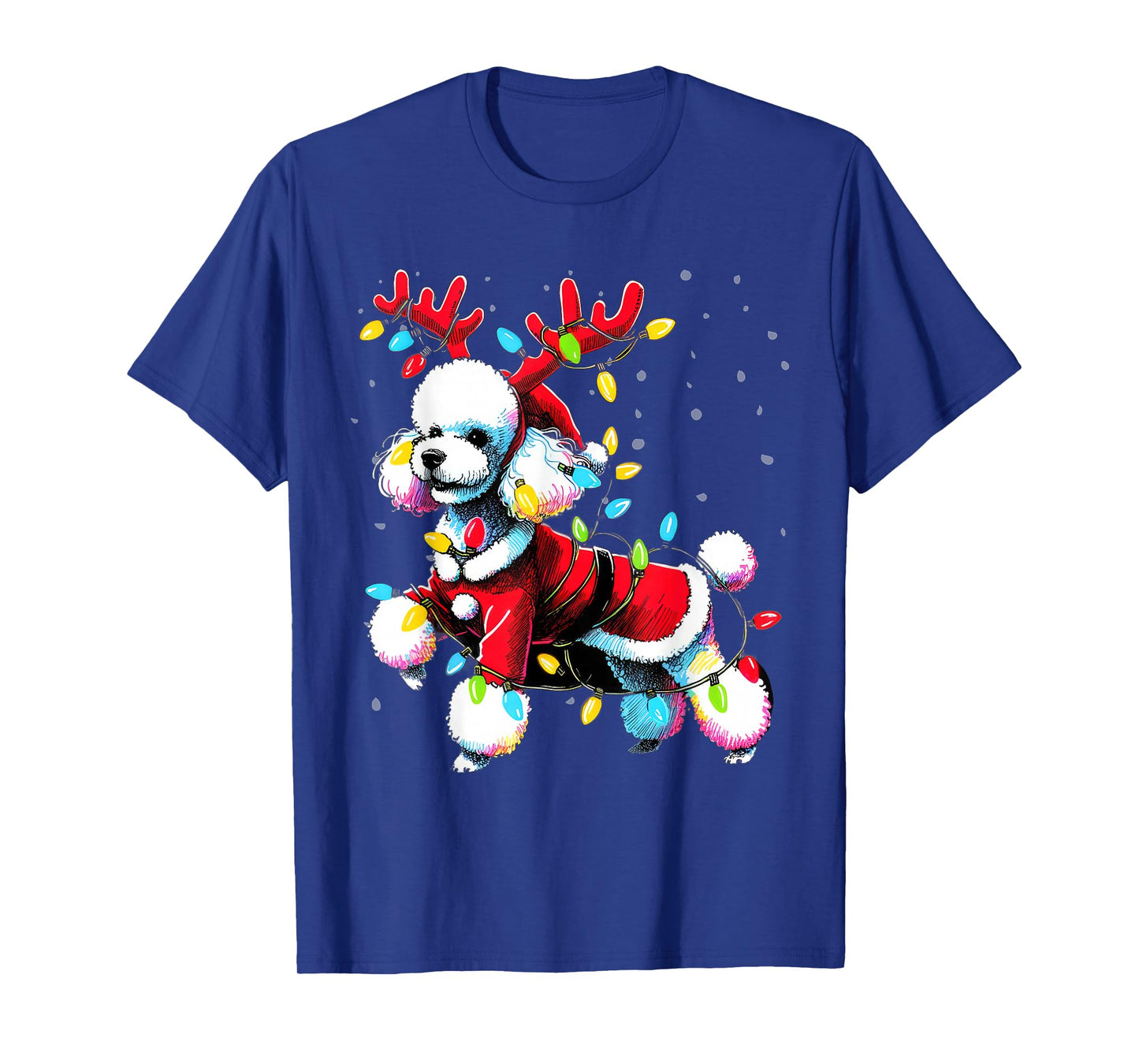 Poodle Santa Christmas Tree Lights, Funny Ugly Pajama Women T-Shirt