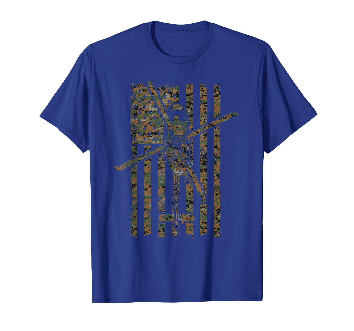 SH-60 Sea Hawk Helicopter Woodland Camo Vintage Flag T-shirt T-Shirt