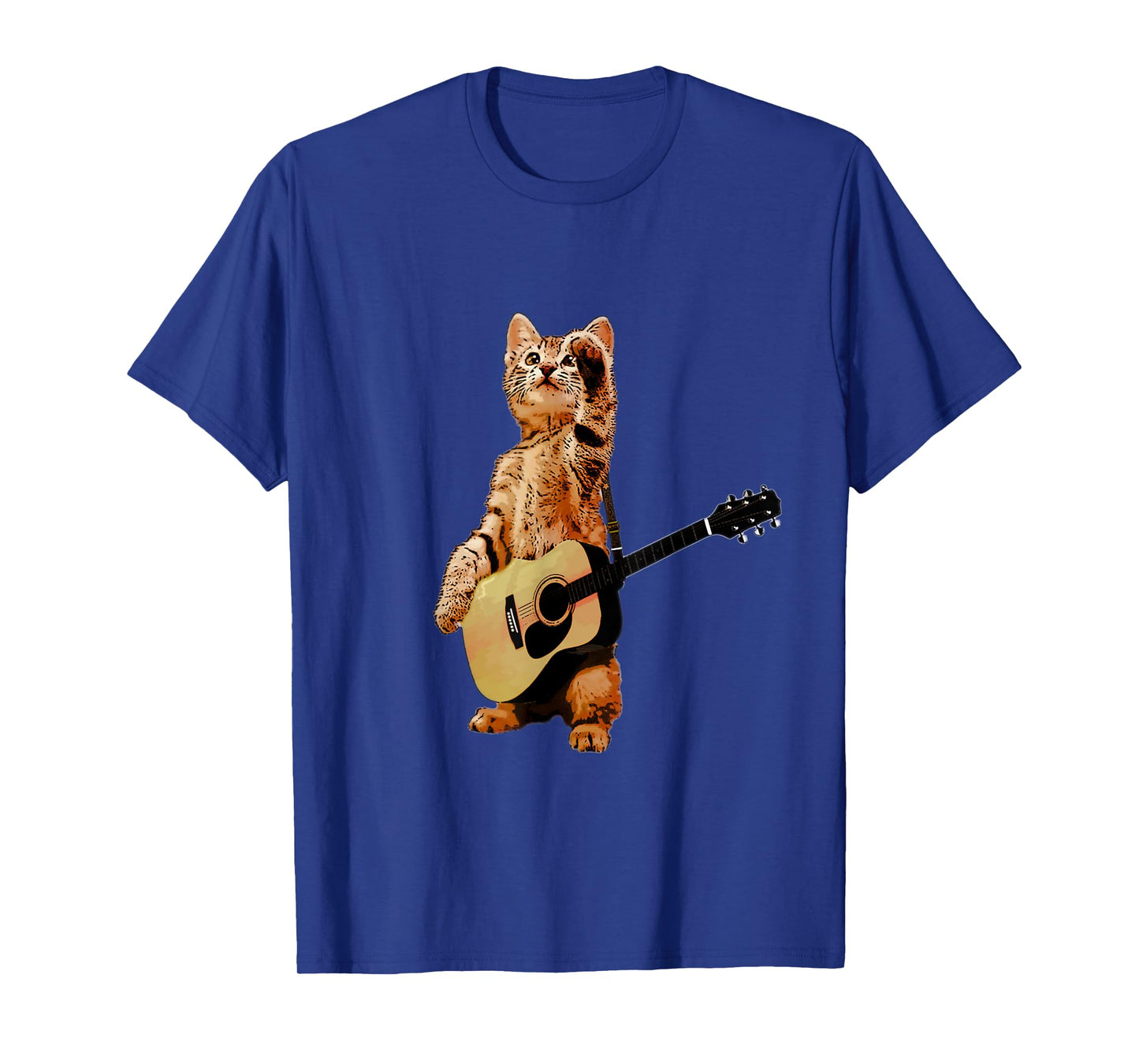 Cat Playing Acoustic Guitar Cool Musician Guitarist Men Women T-Shirt