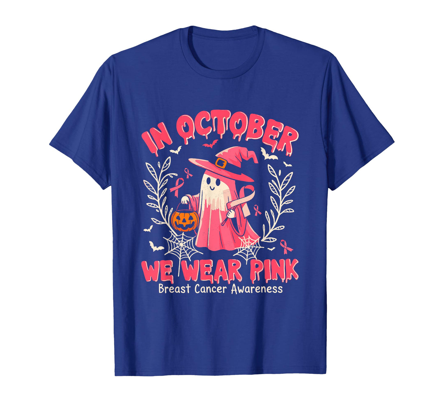 Cute Pink Halloween Ghost for Breast Cancer Support T-Shirt