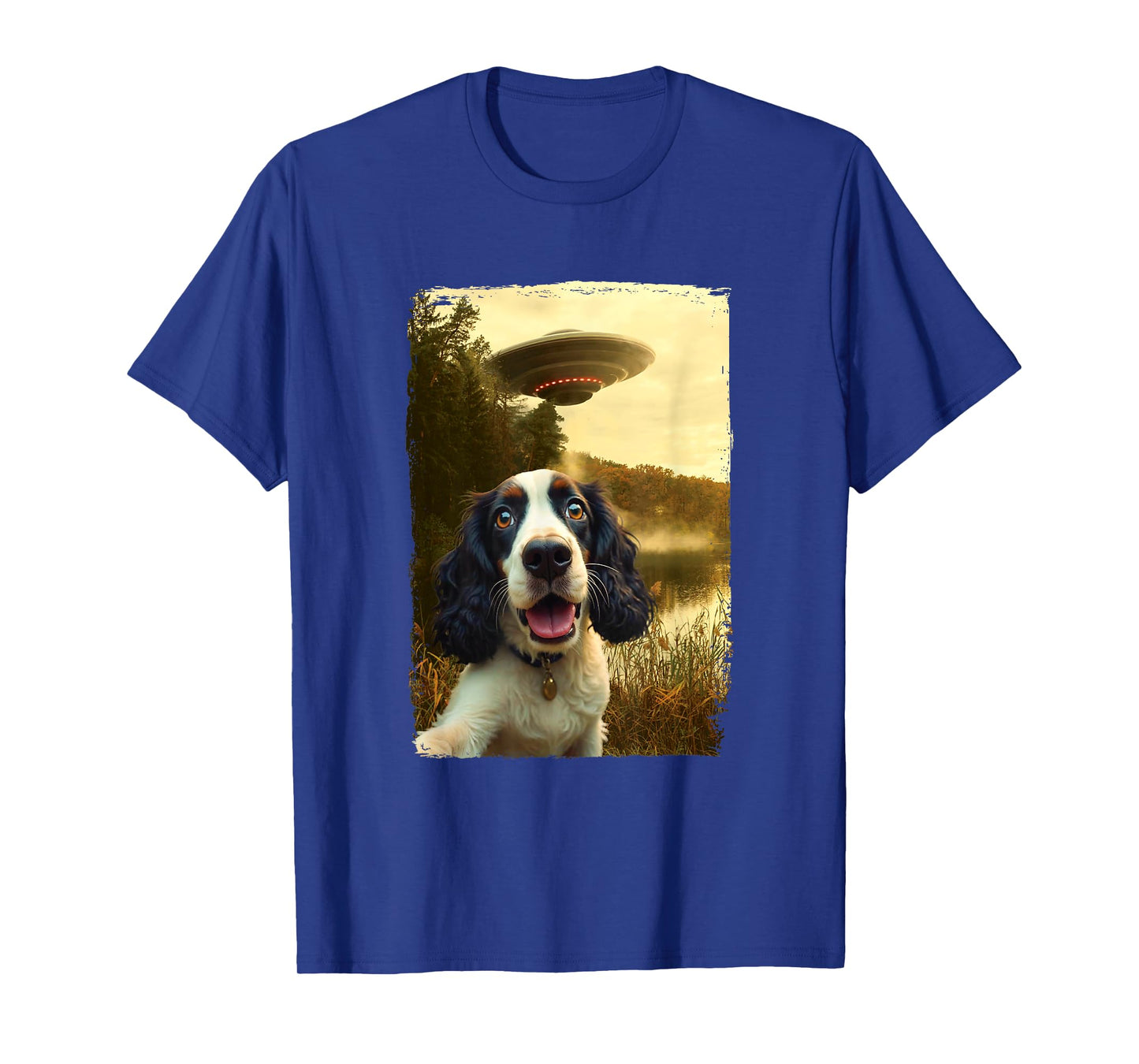 Funny English Cocker Spaniel Dog UFO Encounter Selfie Aliens T-Shirt