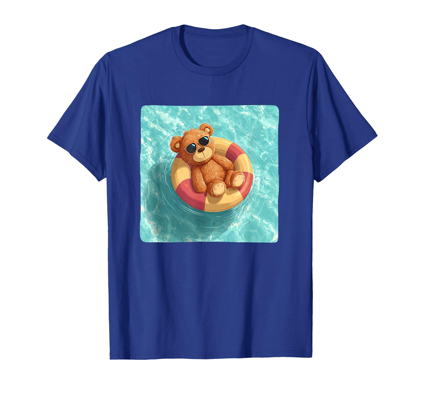 Funny Teddy Bear in Pool Ring for Vacation Lovers T-Shirt