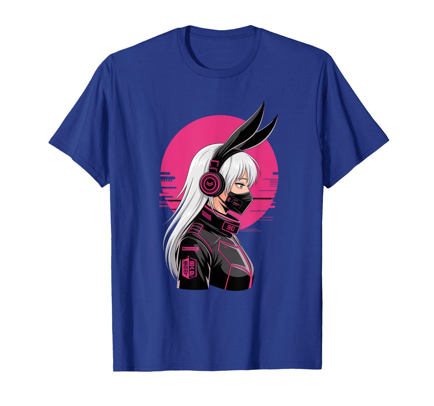 Cyberpunk Girl With Mask Sci-fi Anime Manga Cat Ears Girl T-Shirt