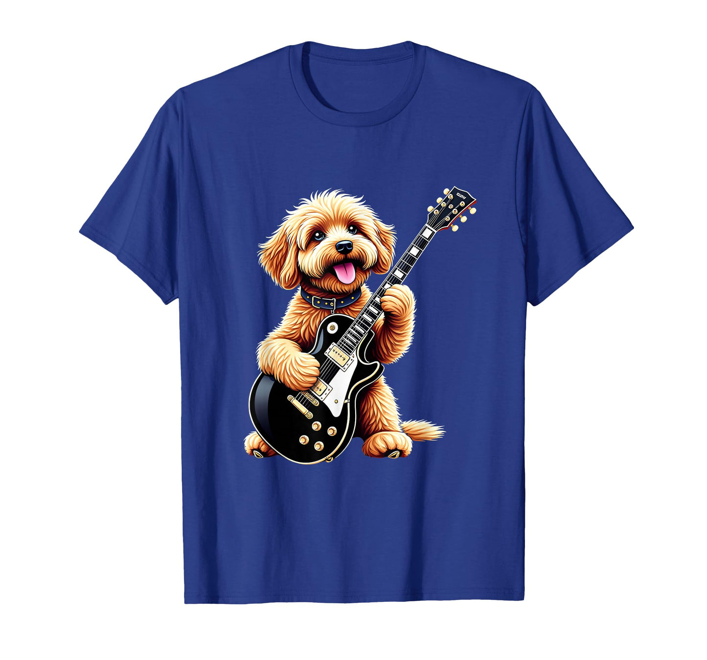 Funny Cavapoo Dog Playing Electric Guitar Music Lovers T-Shirt