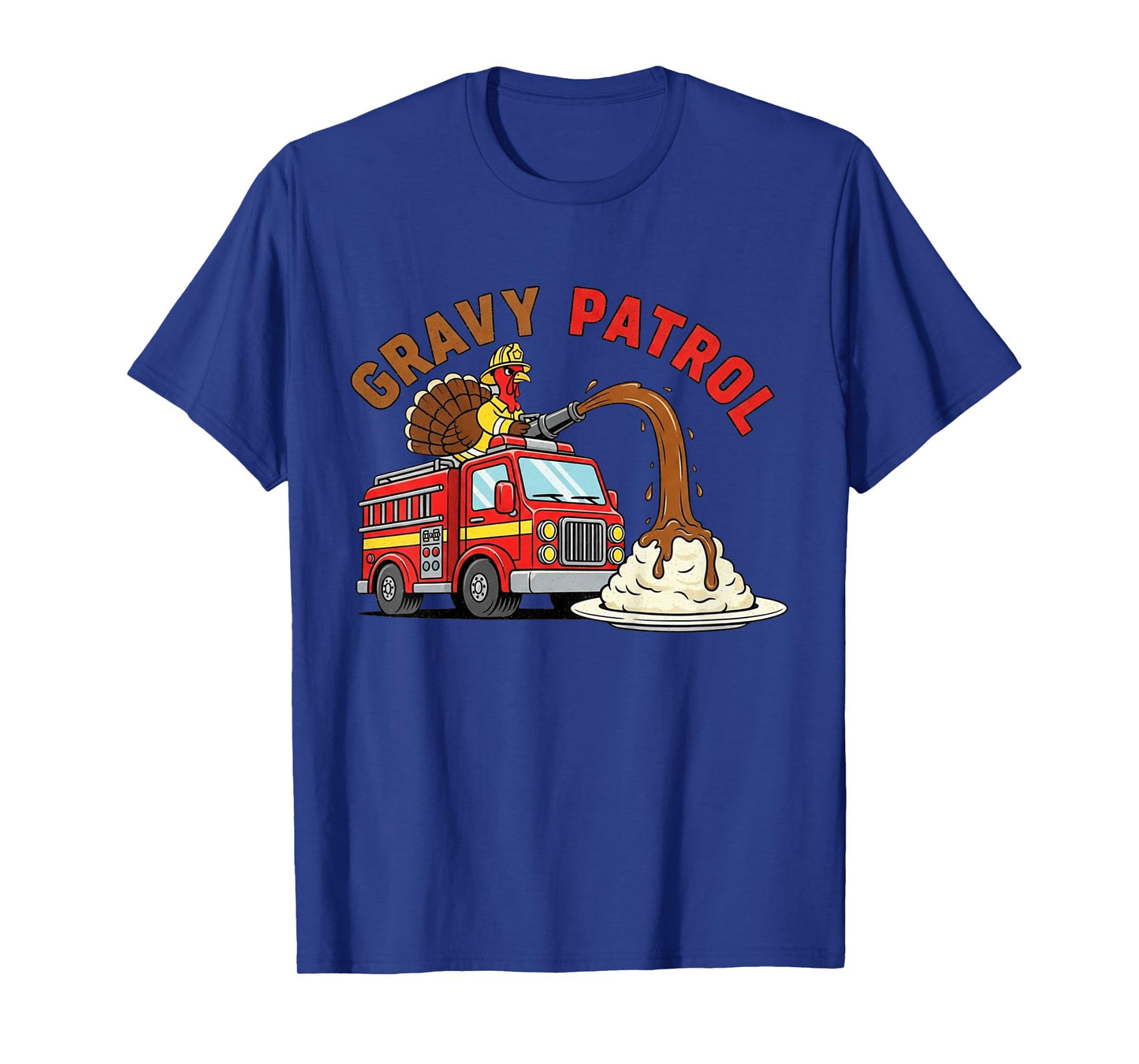 Gravy Patrol Fire Truck Turkey Boys Thanksgiving T-Shirt
