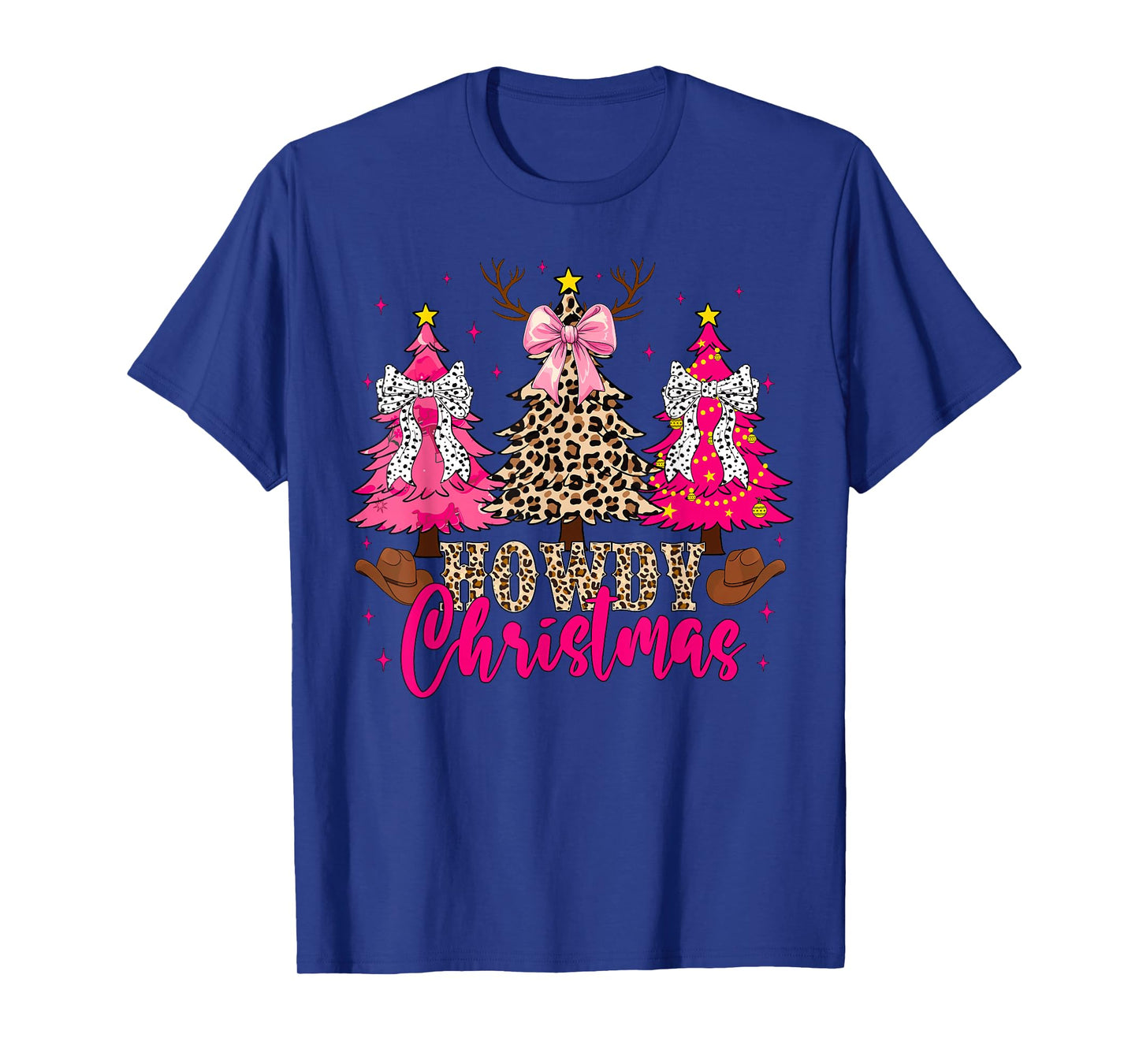 Howdy Christmas Trees Cowgirl Western Coquette Bow Women Kid T-Shirt