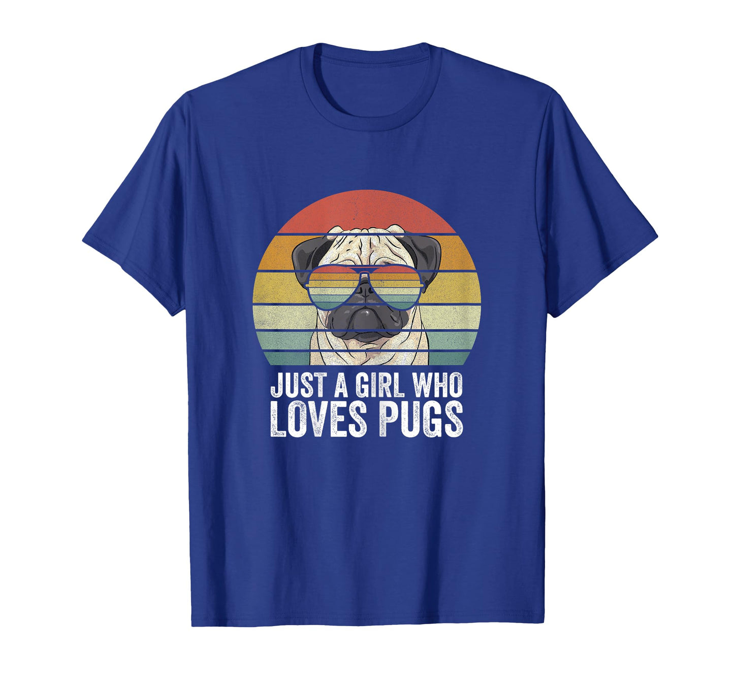 Retro Just A Girl Who Loves Pugs Shirt Funny Pug Dog Gifts T-Shirt
