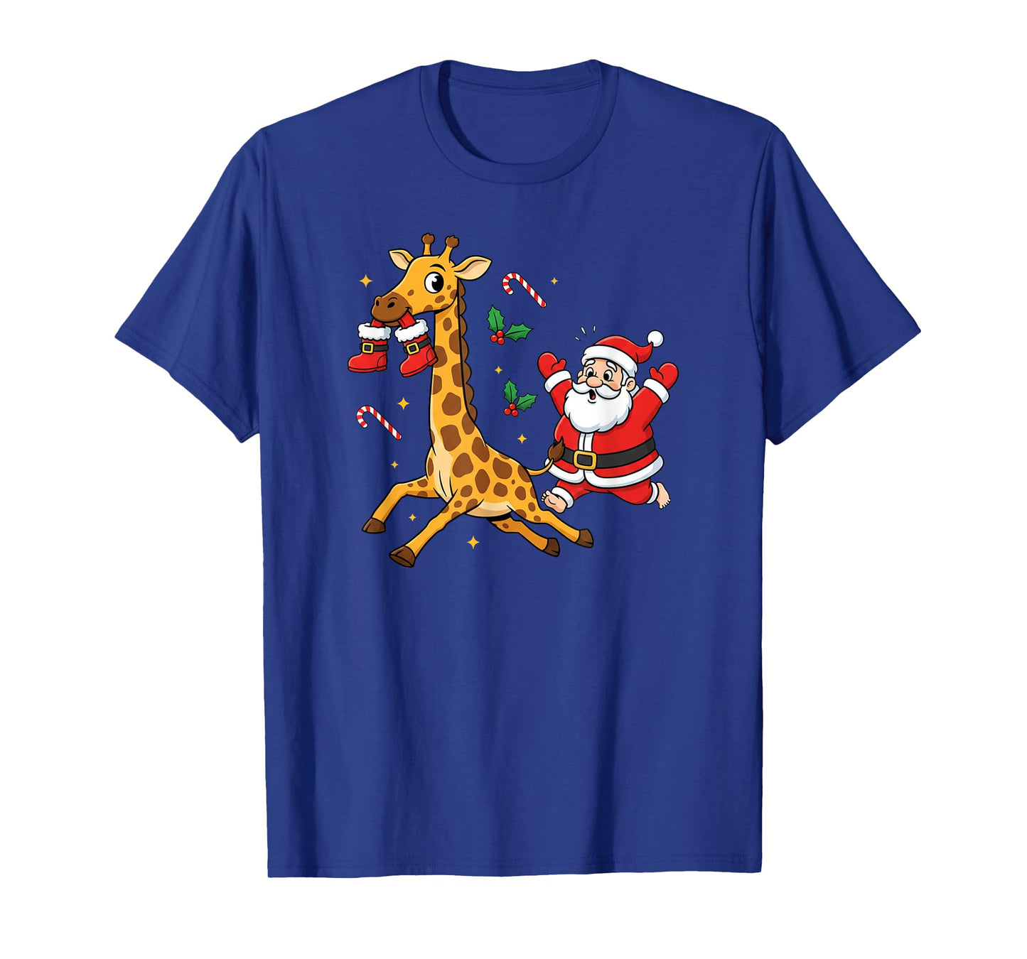Funny Giraffe Santa Claus Boots Christmas Womens Mens Kids T-Shirt