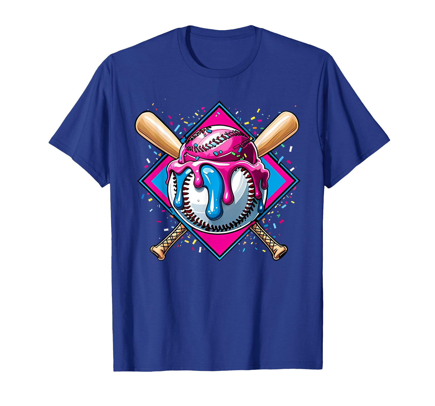 Baseball Ice Cream Dripping Baseball Home Plate Drip T-Shirt