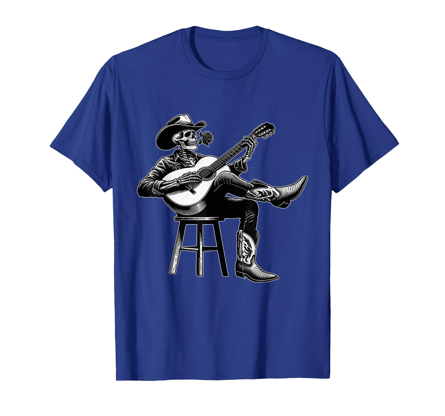 Skeleton Cowboy Rose Guitar Country Music Western Gothic T-Shirt