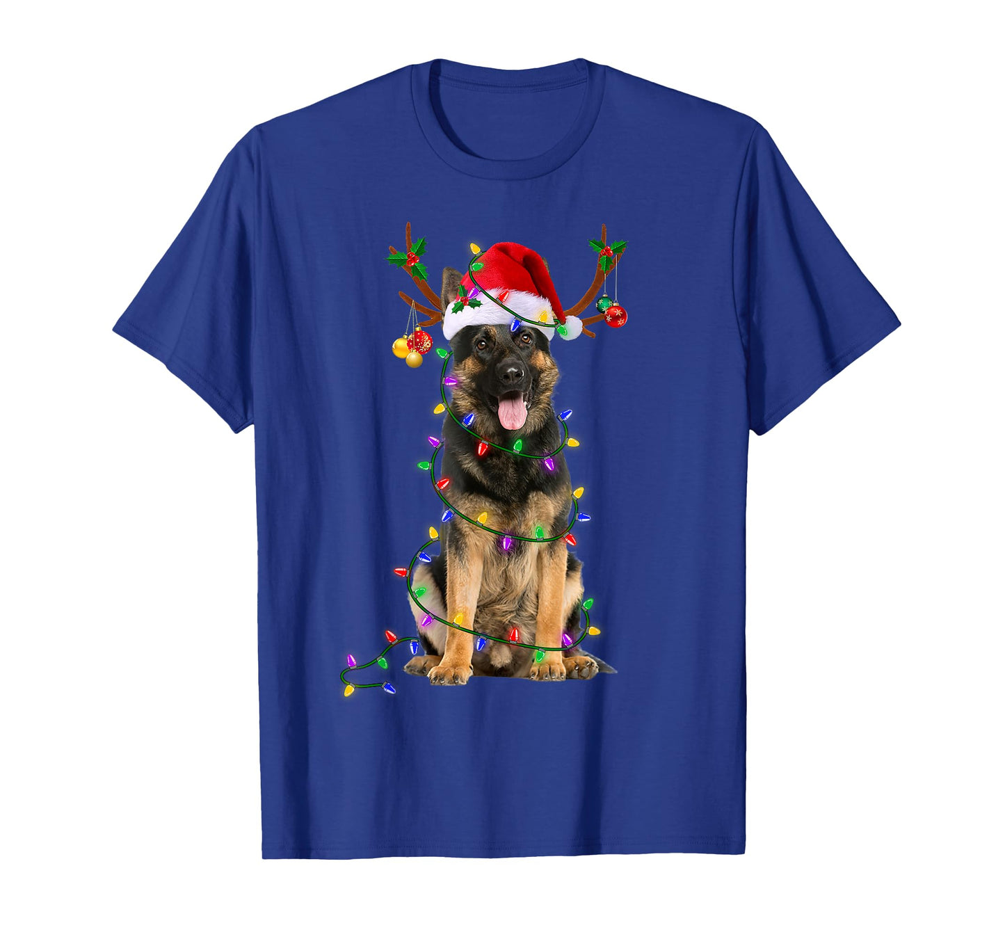 German Shepherd Dog Tree Christmas Lights Dog Lover Pajama T-Shirt