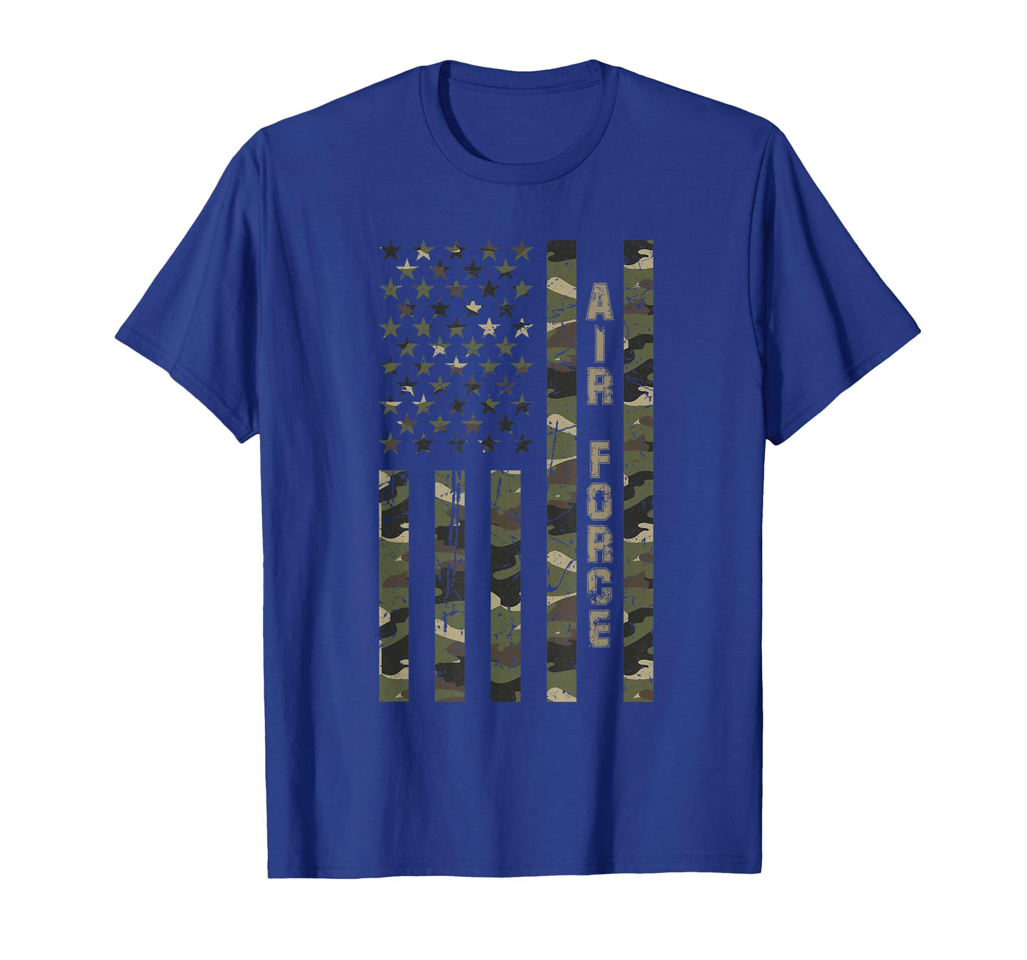 Air Force United States Distressed Camo w US Flag T-Shirt