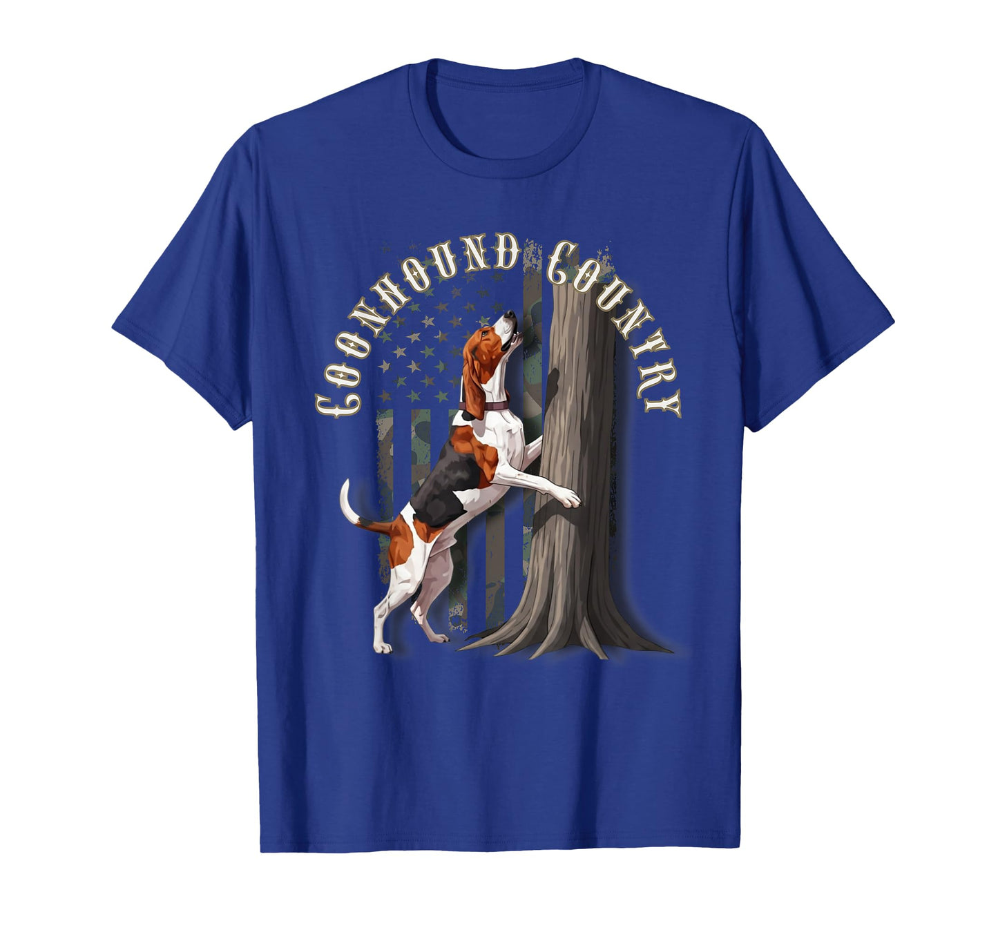 Camo Flag Treeing Walker Coonhound Dog: Coonhound Country T-Shirt