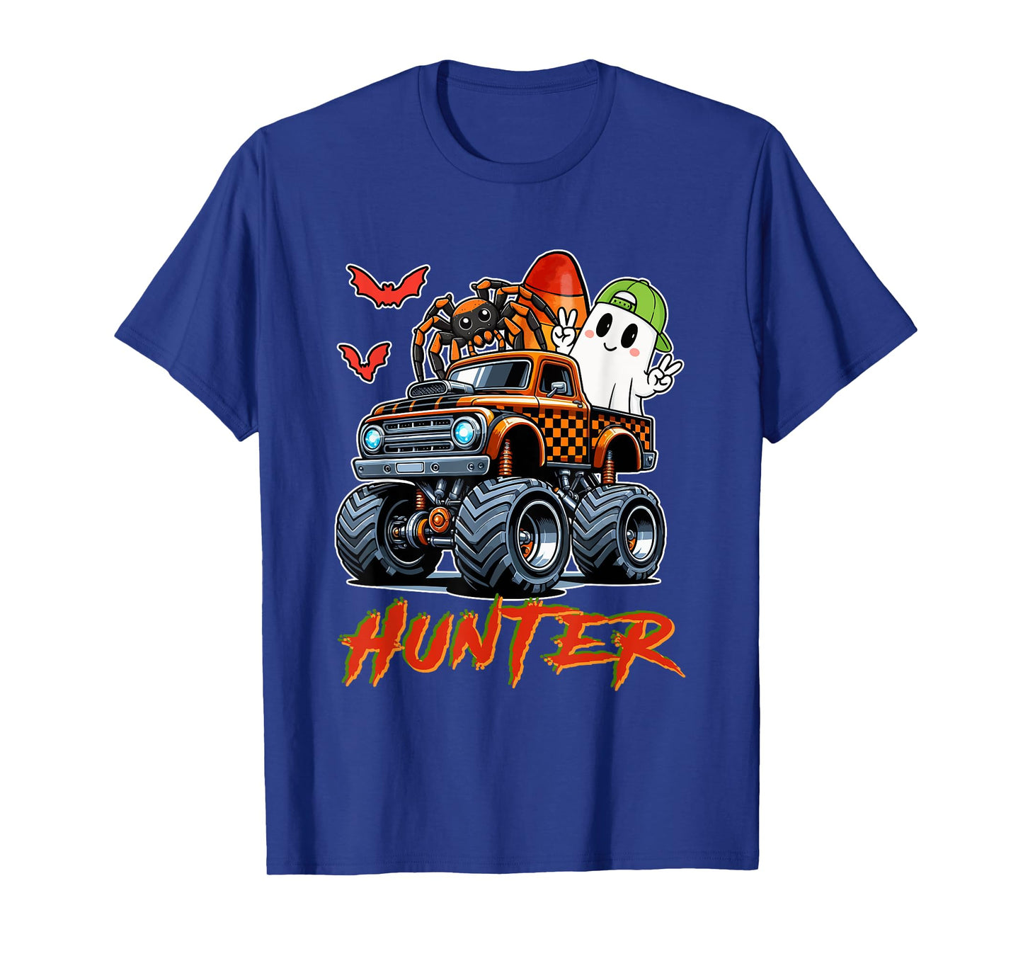 Hunter Costume Halloween Spider Cute Boo On Monster Truck T-Shirt