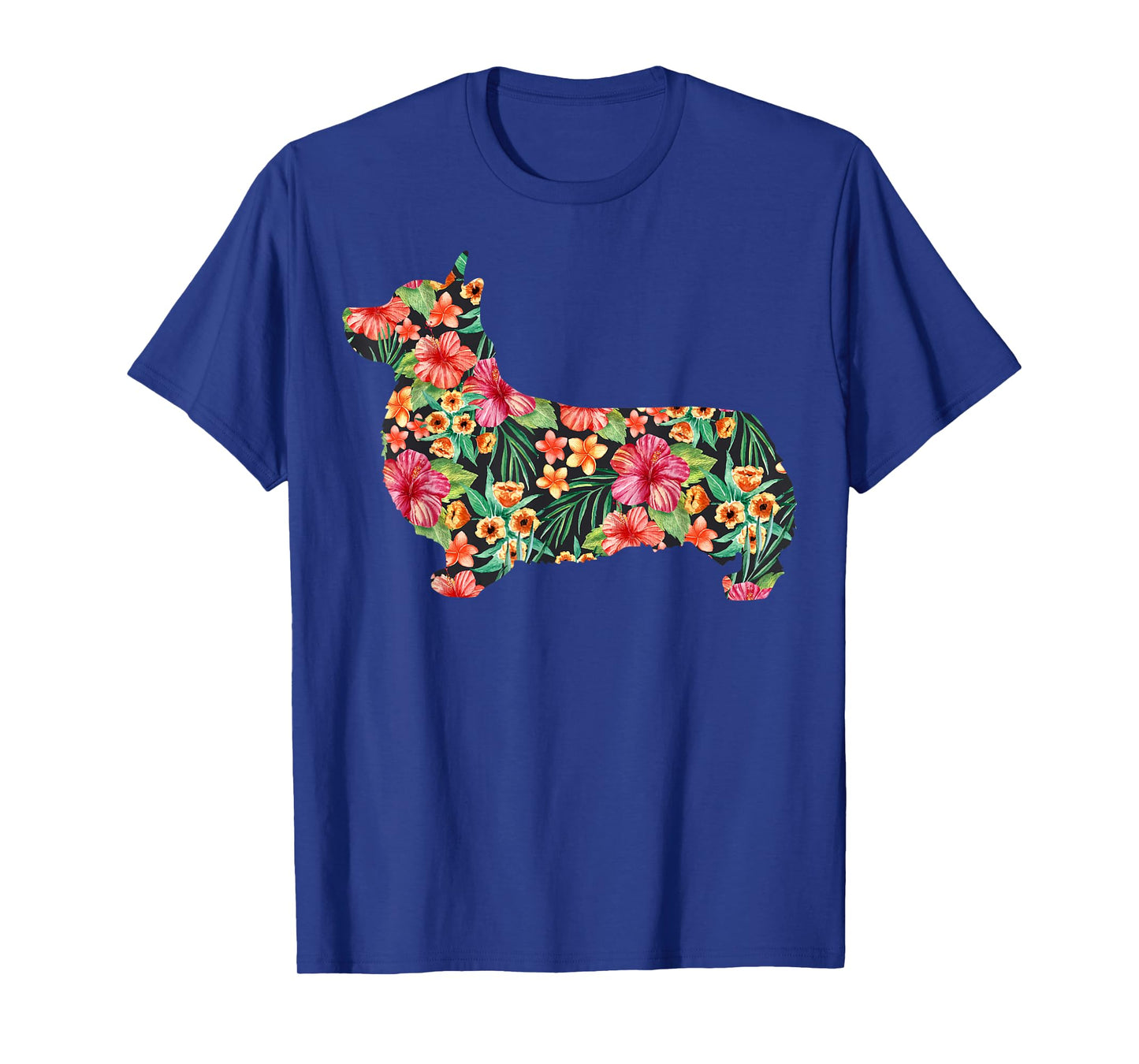 Corgi Flower Funny Dog Silhouette Floral Gifts Women Men T-Shirt