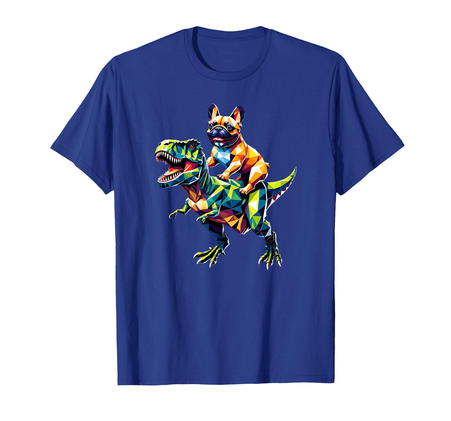 Geometric Art Dinosaur T-Rex French Bulldog Frenchie T-Shirt