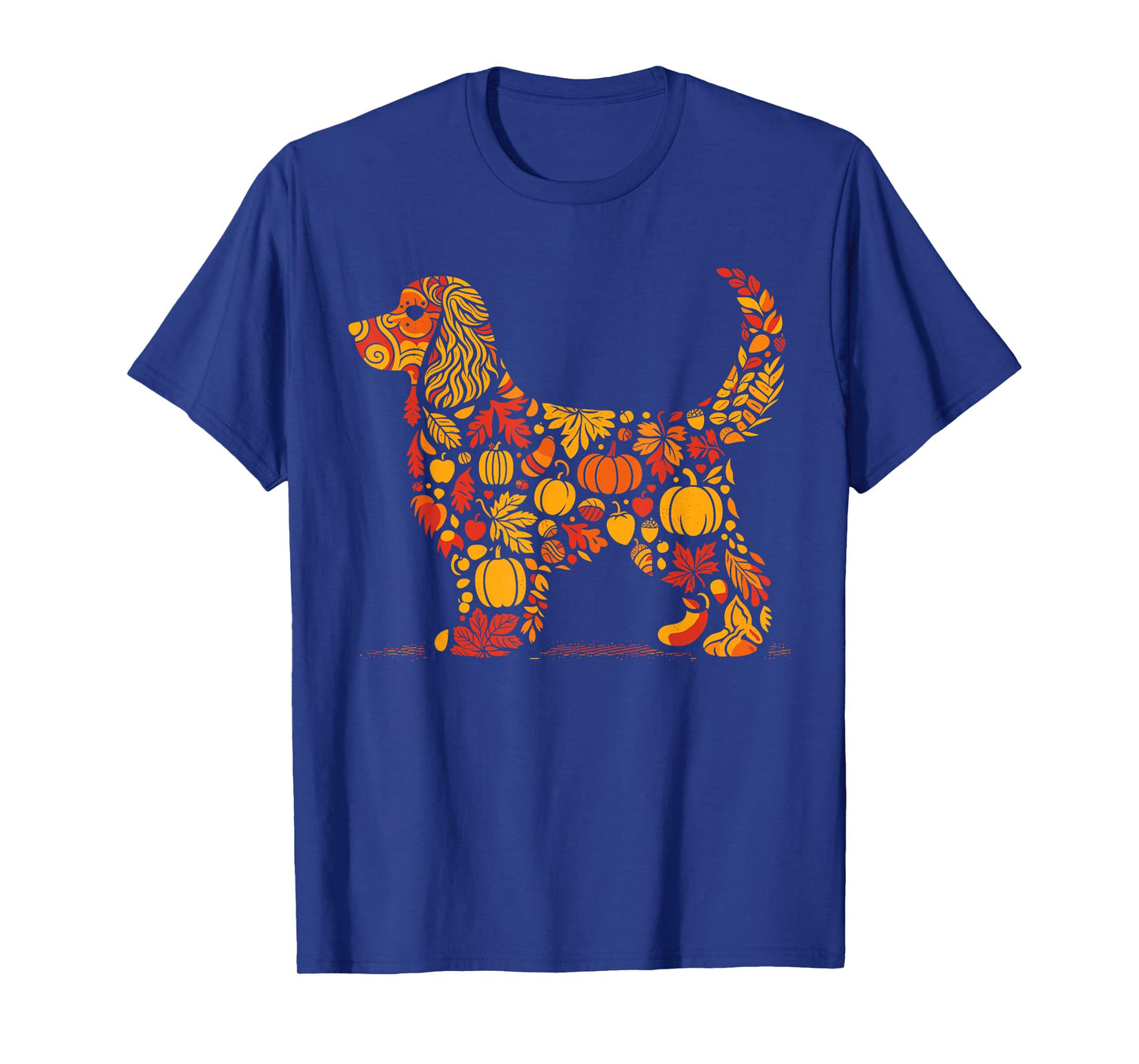 Autumn Pumpkin Cocker Spaniel Thanksgiving Womens Mens Kids T-Shirt