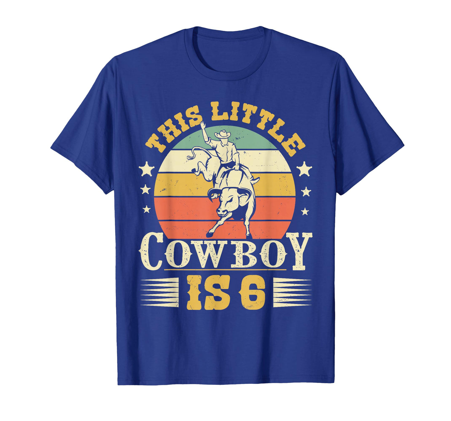 This Little Cowboy Is 6 Western Country Rodeo 6th Birthday T-Shirt