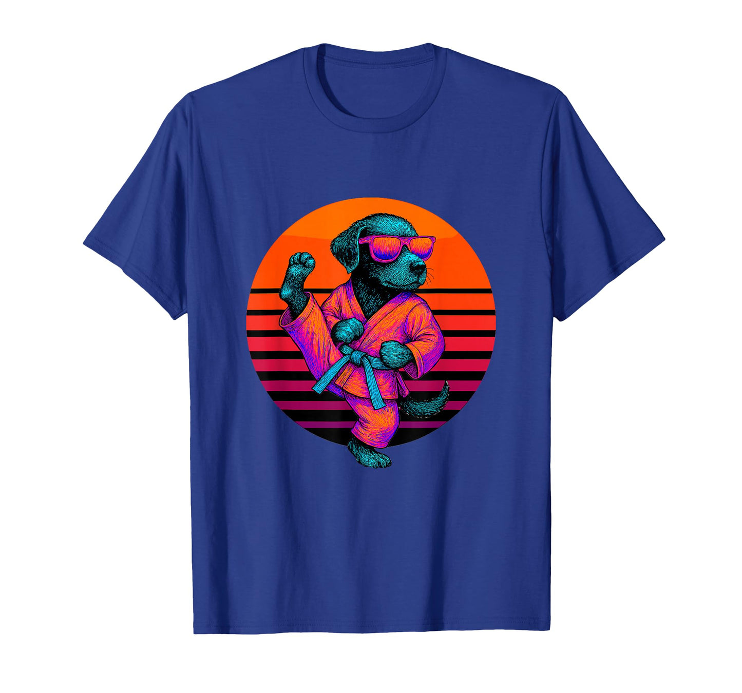 Retro Dog with Taekwondo Belt Taekwondo Fighter T-Shirt