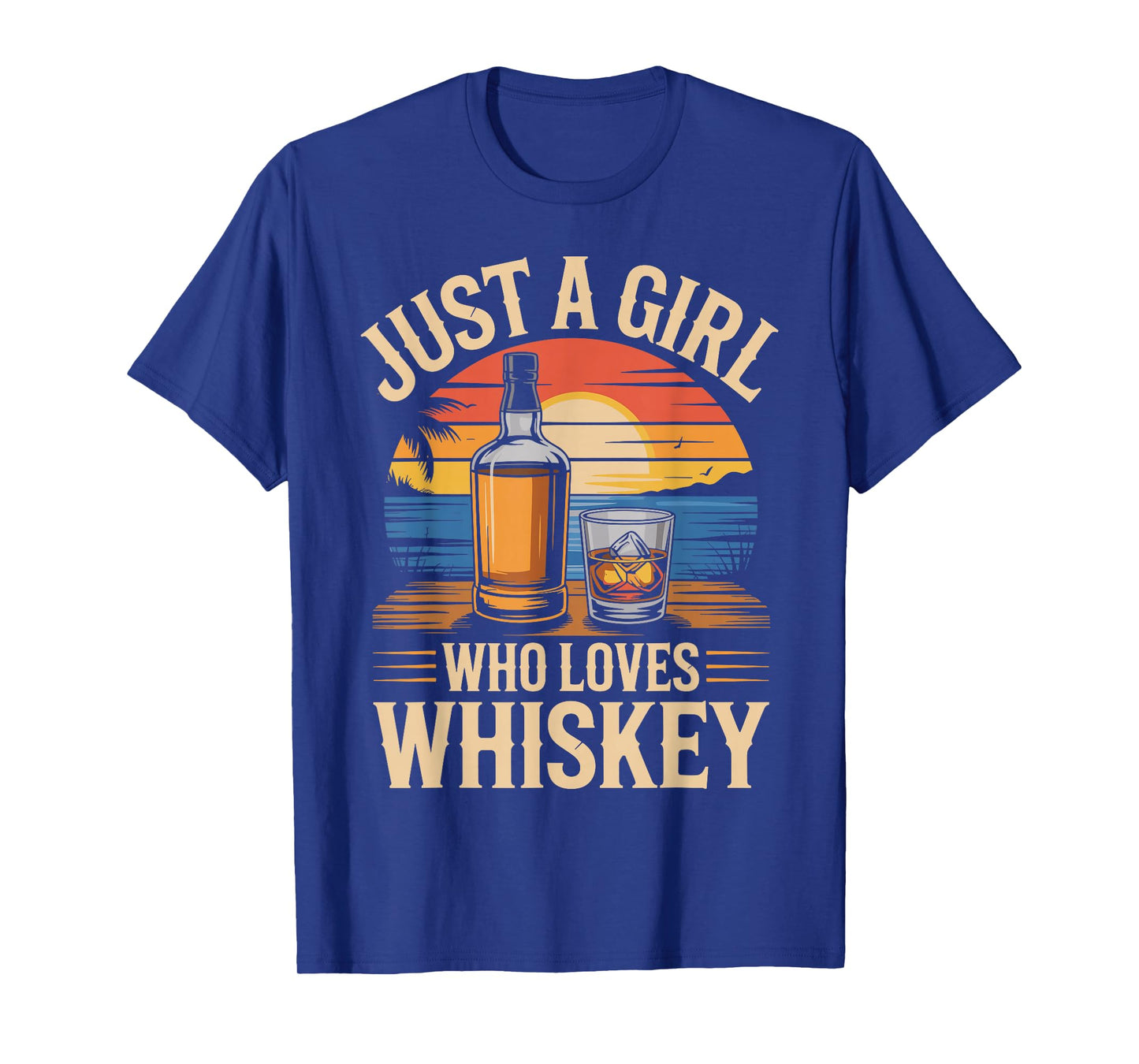 Just A Girl Who Loves Whiskey Sunset Retro T-Shirt