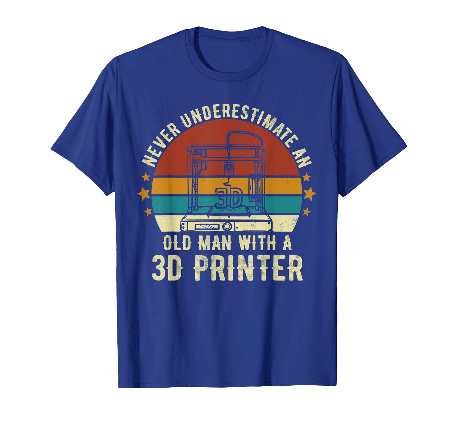 Mens Old Man With A 3D Printer Sarcastic Funny 3D Printing T-Shirt