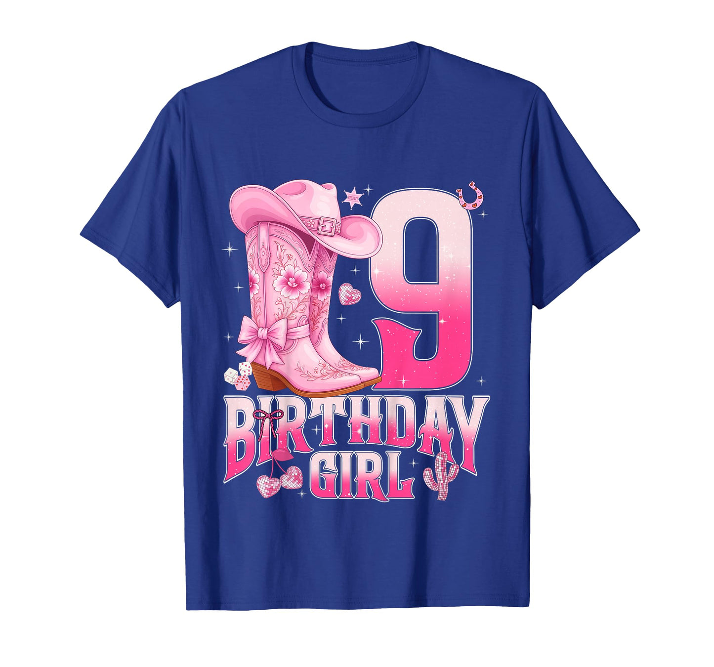 9th Birthday Girl Cowgirl Boots Hat Western Rodeo Outfit T-Shirt