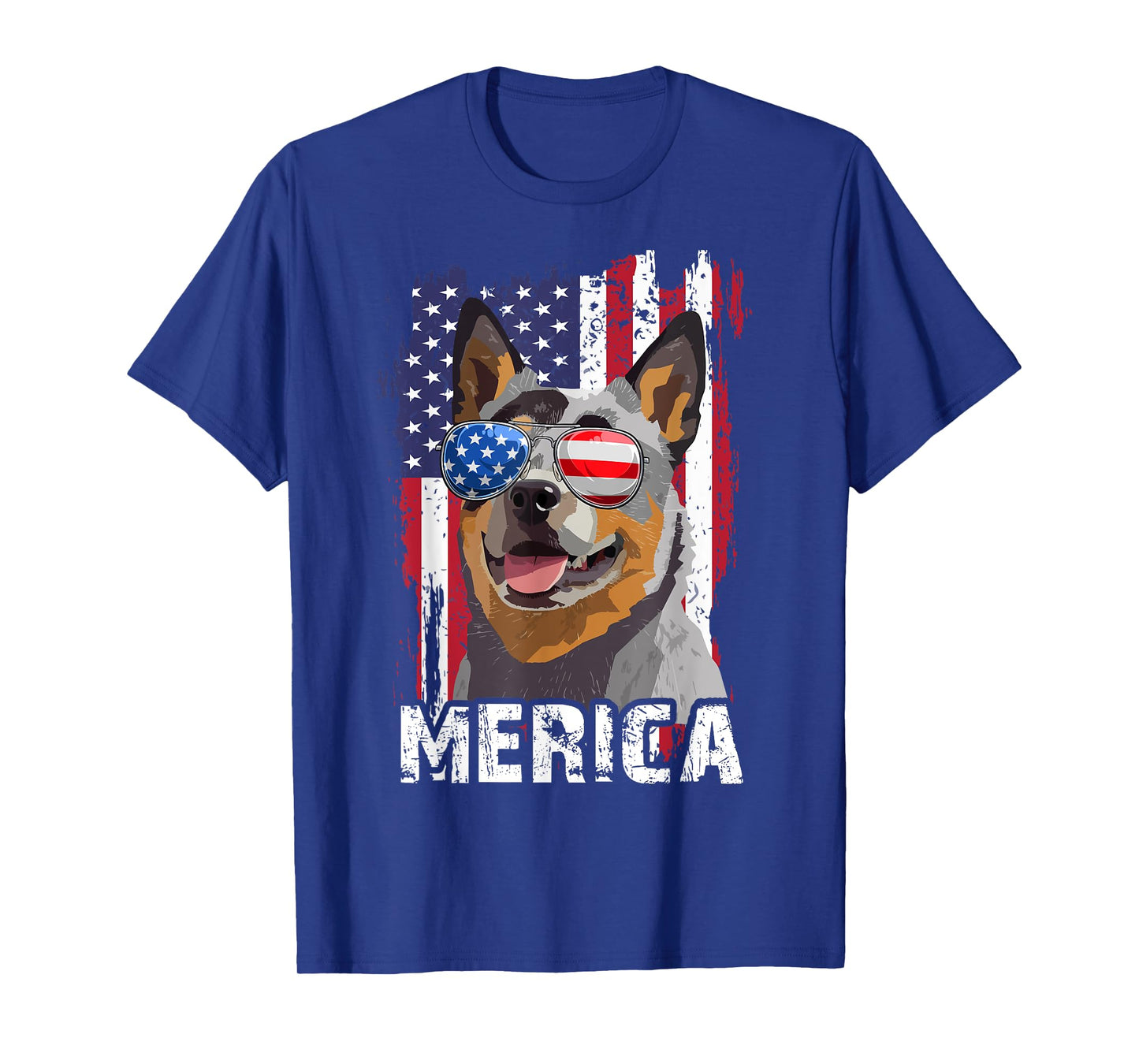 Merica 4th July Australian Cattle Dog US Flag Heeler Mom Dad T-Shirt