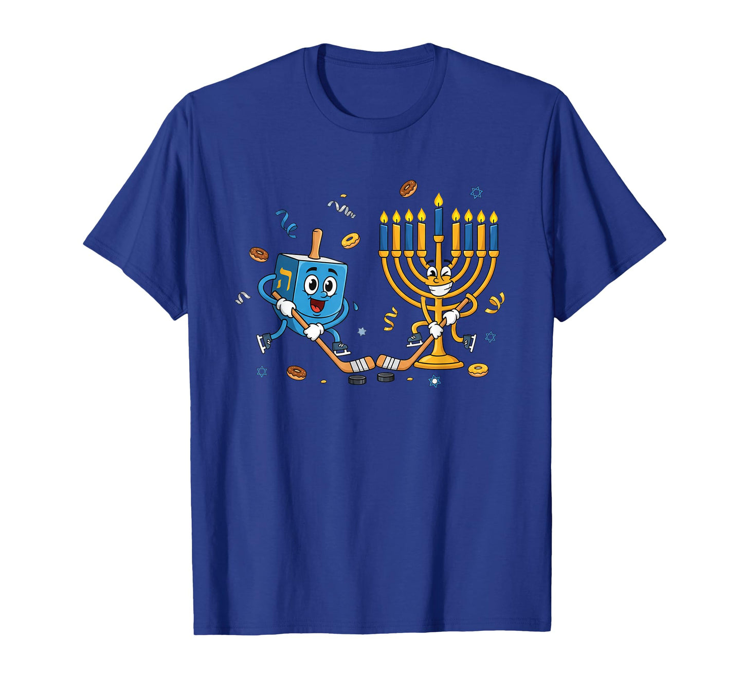 Funny Hockey Dreidel Menorah Hanukkah Kids Womens Mens T-Shirt