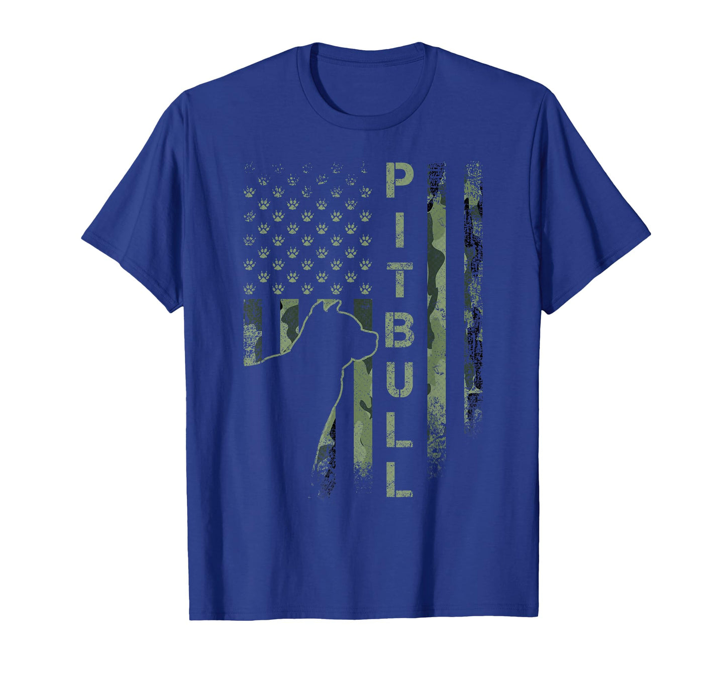 Vintage USA American Camo Flag Pitbull Dog Silhouette Pittie T-Shirt