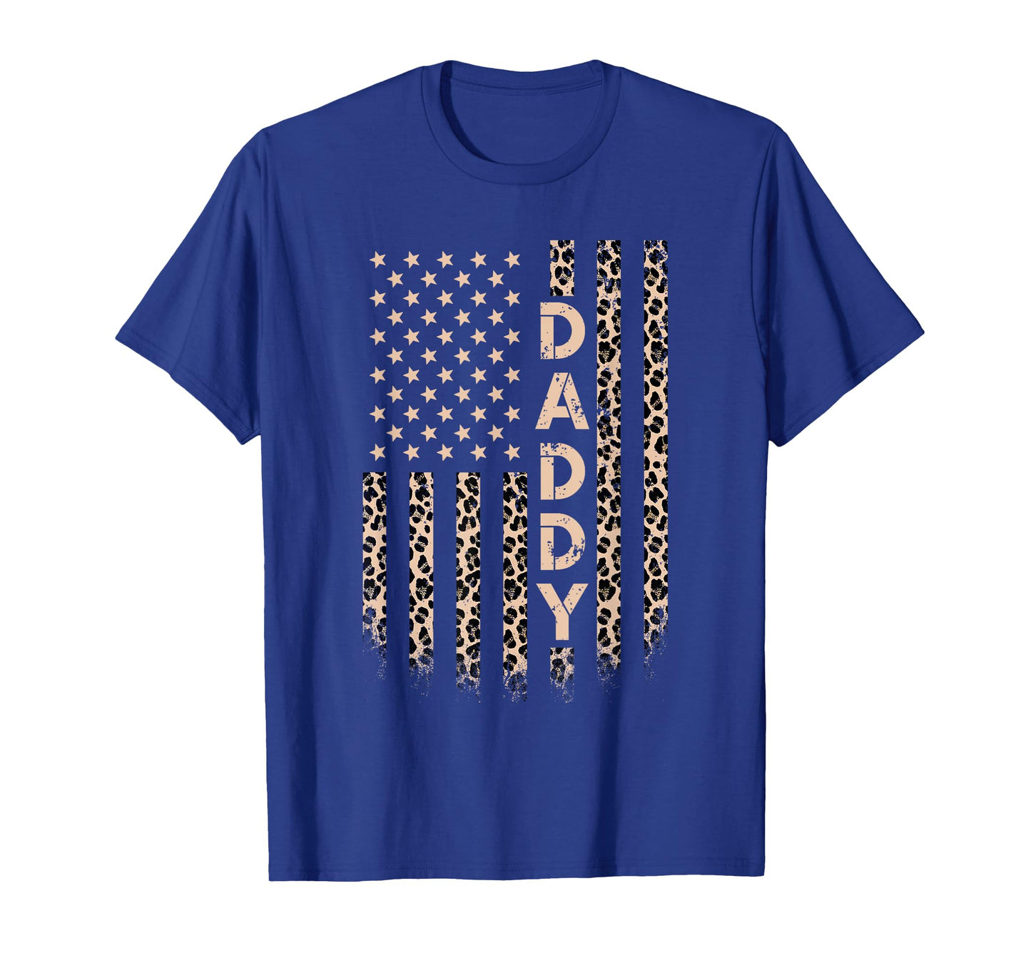 Daddy American Flag USA Leopard Print Dad T-Shirt