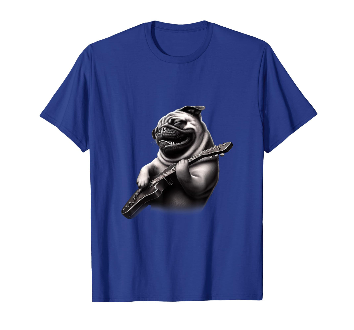 Pug Playing Guitar - Funny Rock Music Guitar Pug T-Shirt