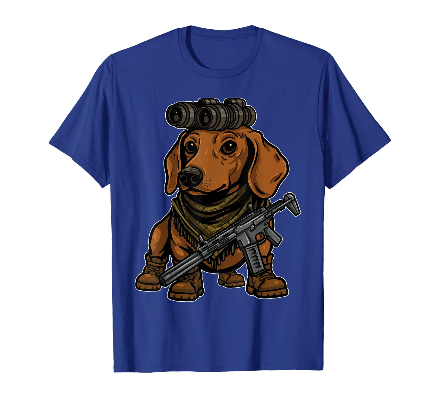 Dachshund Dog with NVG Funny Tactical Wiener Military Meme T-Shirt