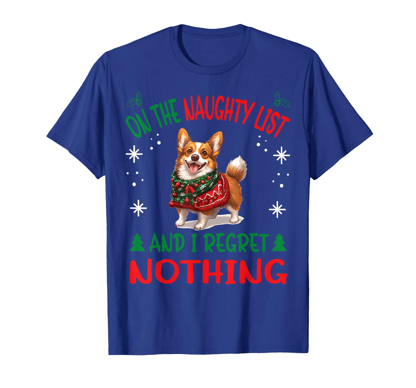 Cute Cardigan Welsh Corgi Dog Christmas On The Naughty List T-Shirt