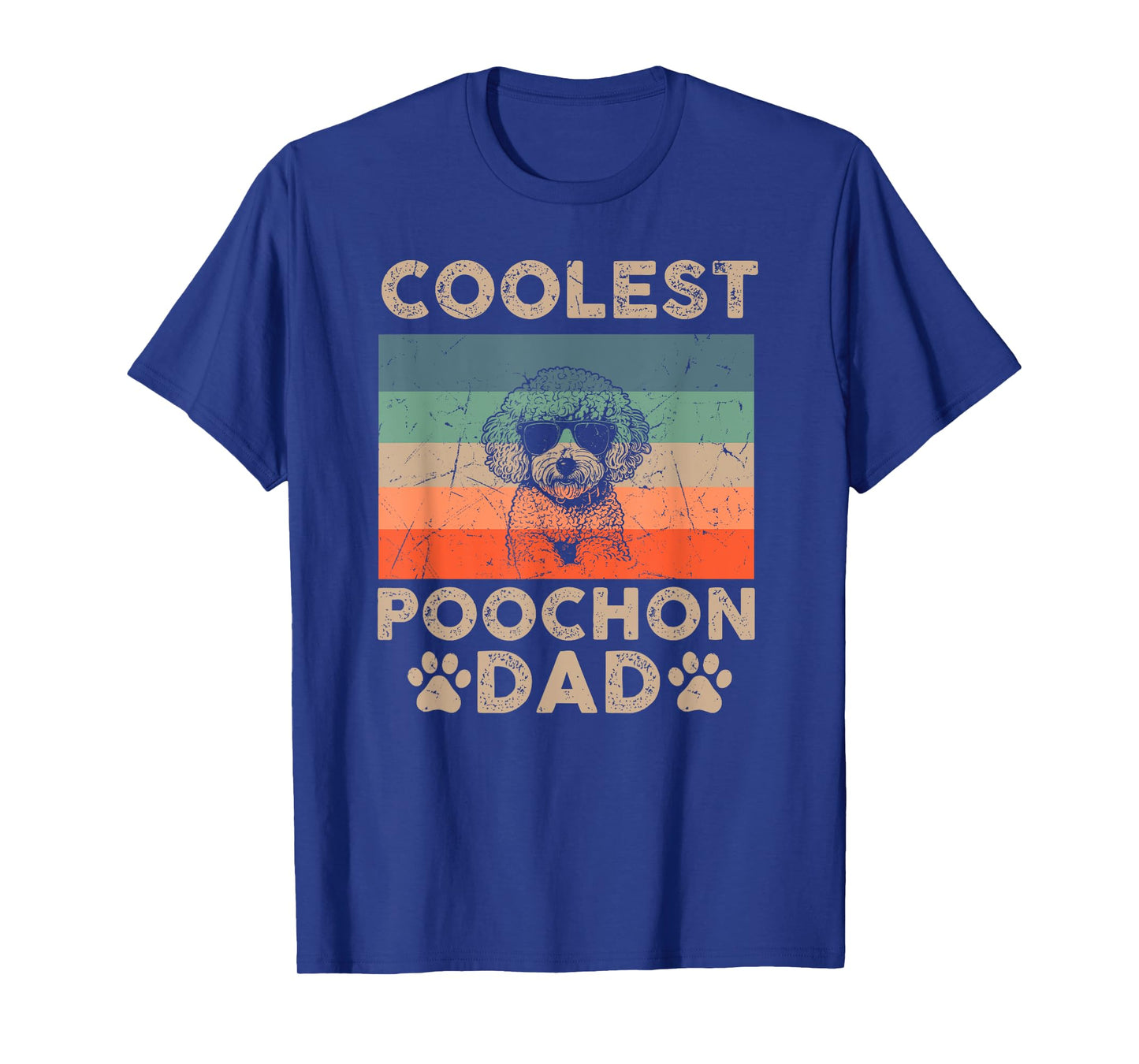 Vintage Coolest Poochon Dad Dog With Sunglasses Funny Dog T-Shirt for Men Women Kids
