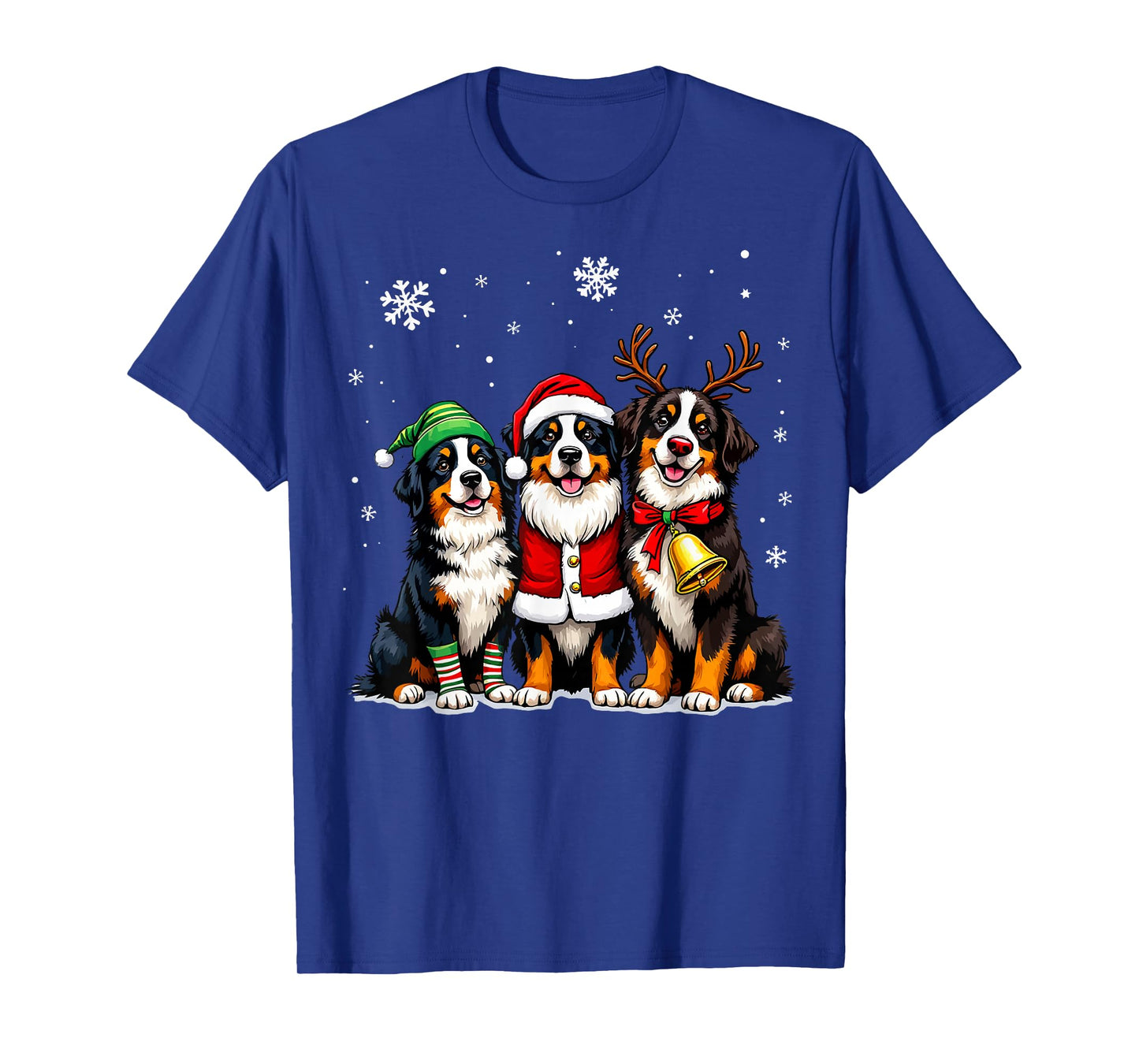 Bernese Mountain Dog Christmas Dogs Funny Santa Reindeer Elf T-Shirt