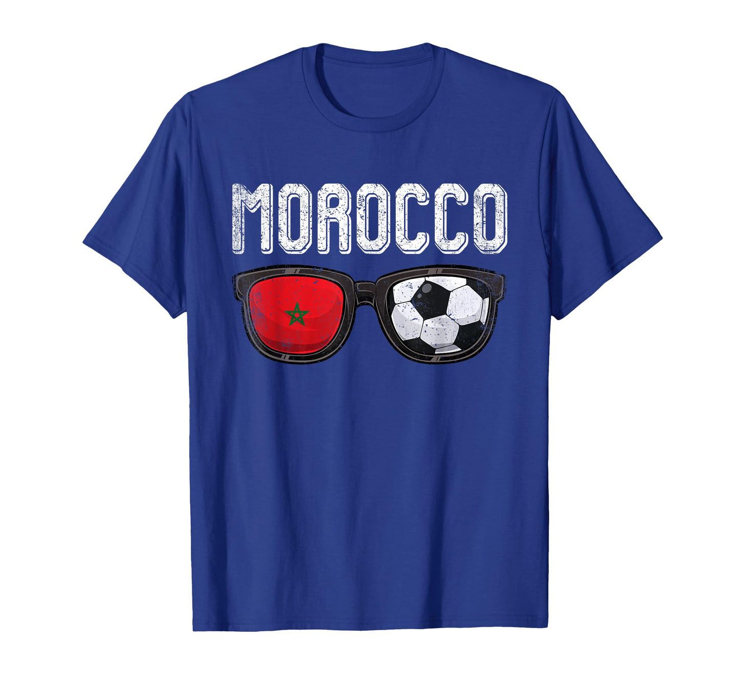 Morocco Soccer Funny Moroccan Flag Glasses Football T-Shirt