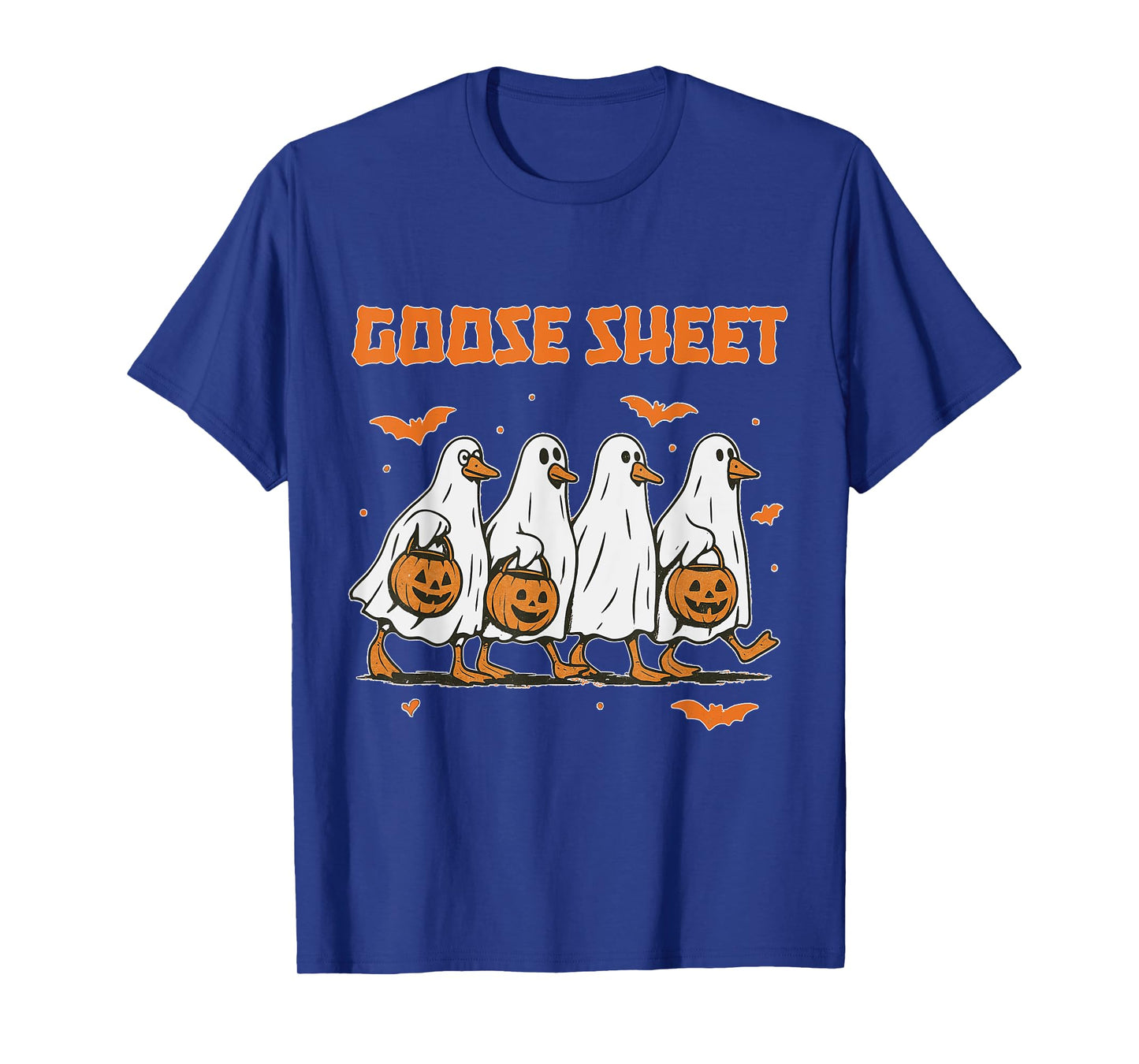Halloween Fall Goose Sheet Ghost Floral Autumn Spooky Season T-Shirt