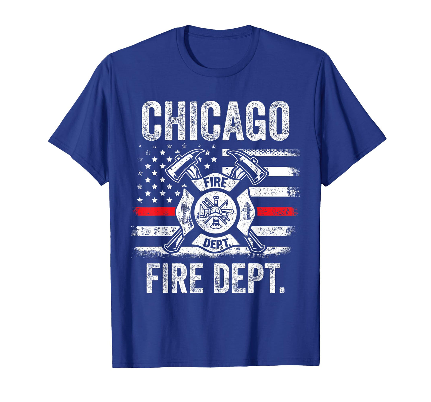 Chicago Illinois Fire Department Thin Red Line Fireman T-Shirt