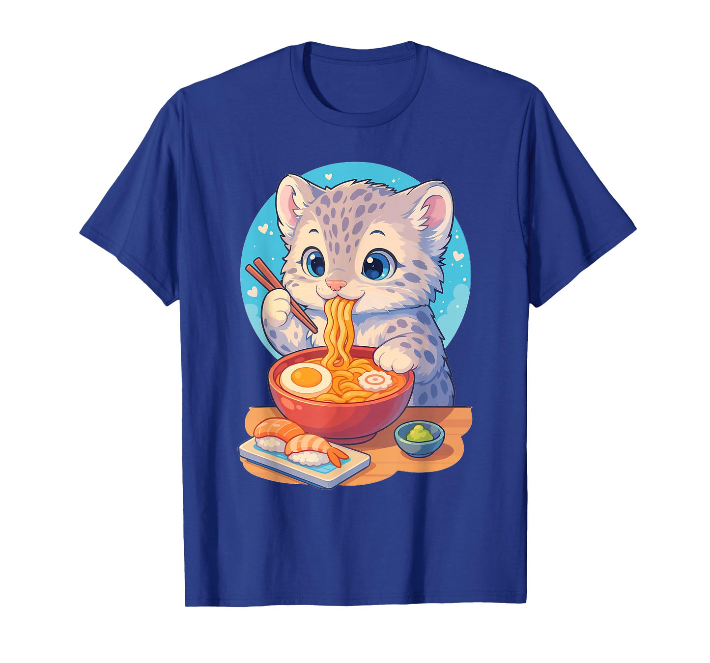 Snow Leopard Eats Ramen Noodles Japanese Vintage T-Shirt