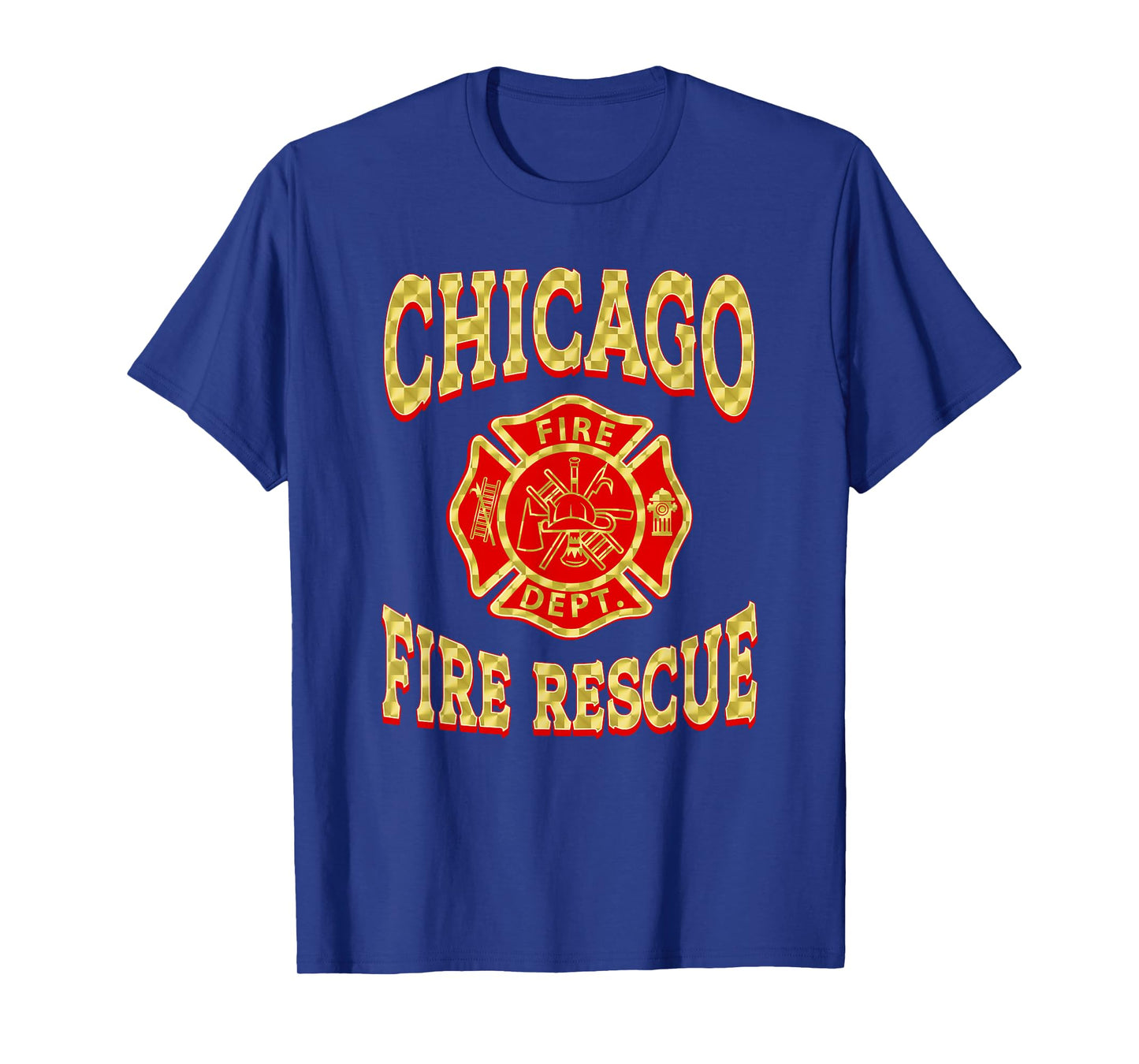 Retro Fire Department Chicago Firefighter Flag Rescue T-Shirt