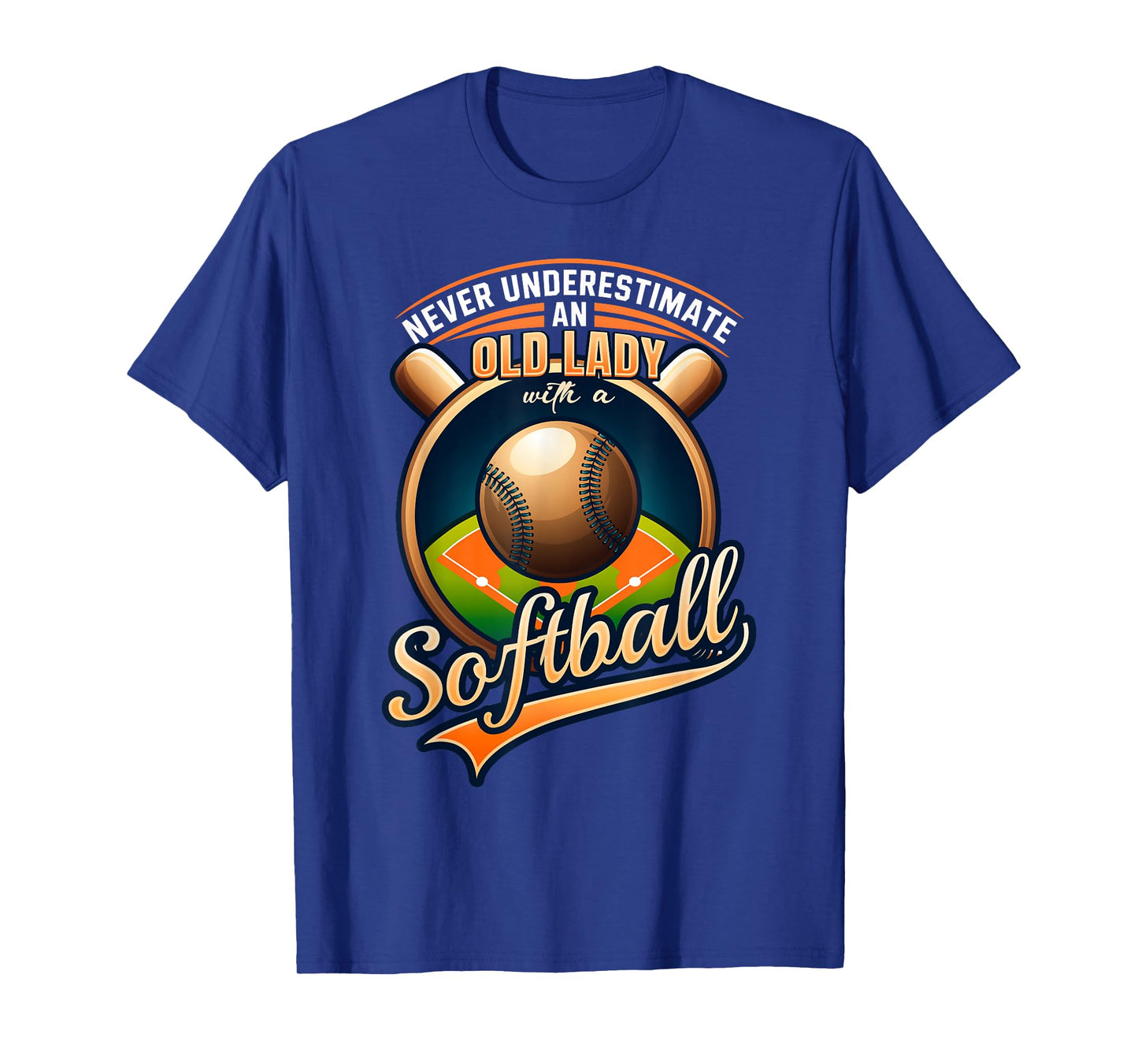 Never Underestimate Old Lady with a Softball Sport Player T-Shirt