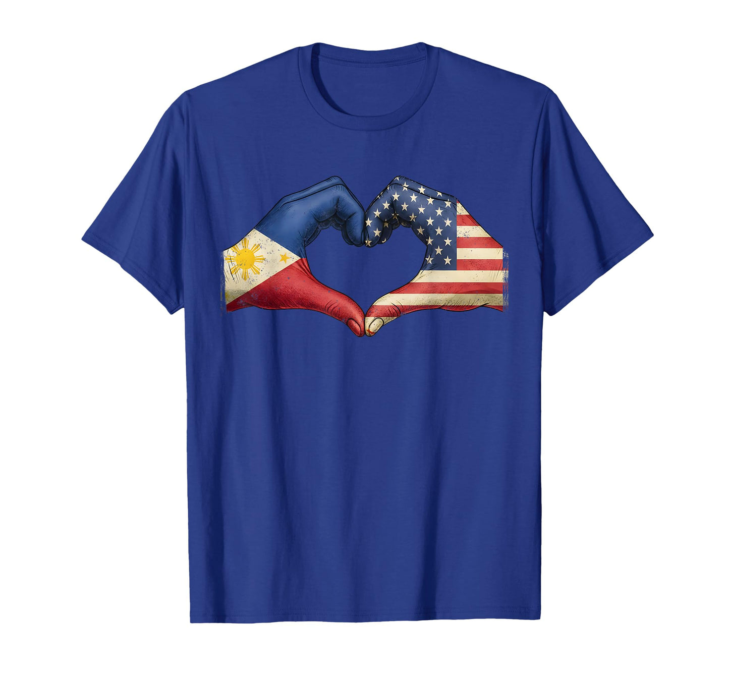 Philippines USA Flag Heart Hands Vintage Unity Culture Art T-Shirt