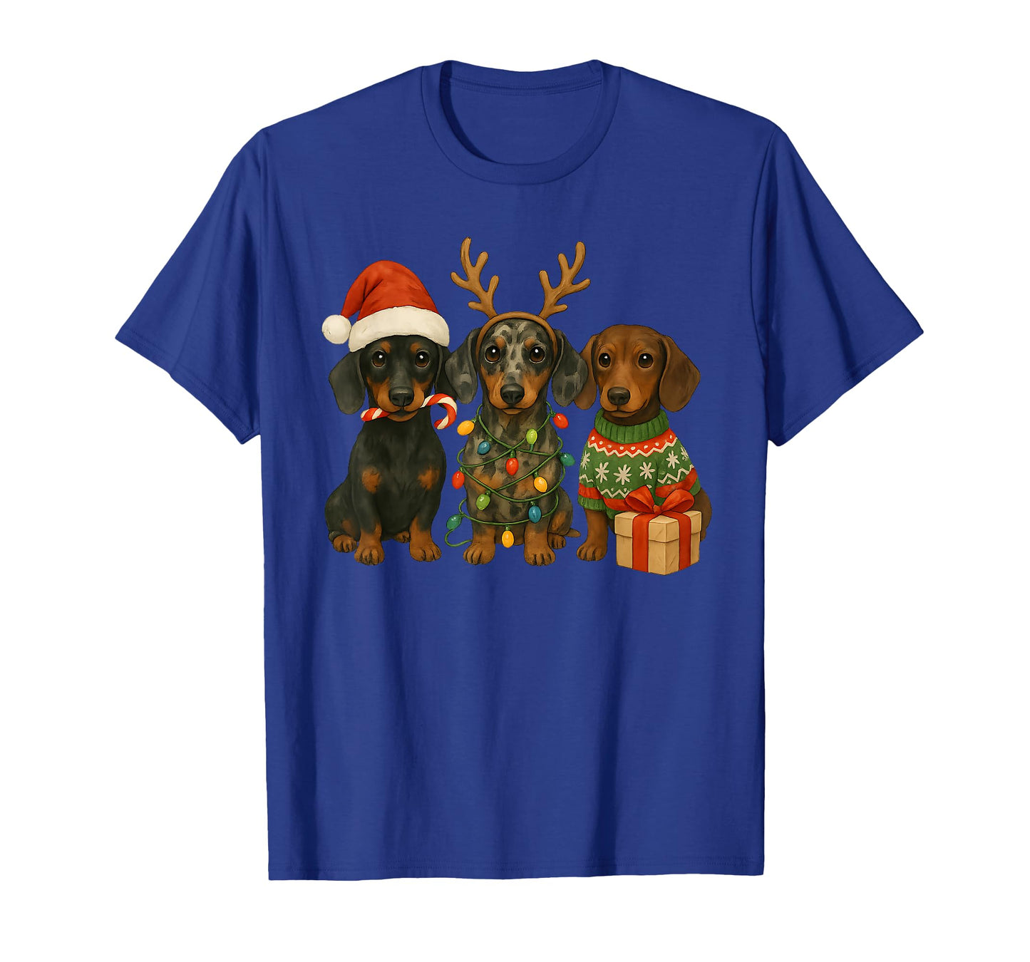 Dachshund Christmas Wiener Dog Santa Hat Weenie Ugly Sweater T-Shirt