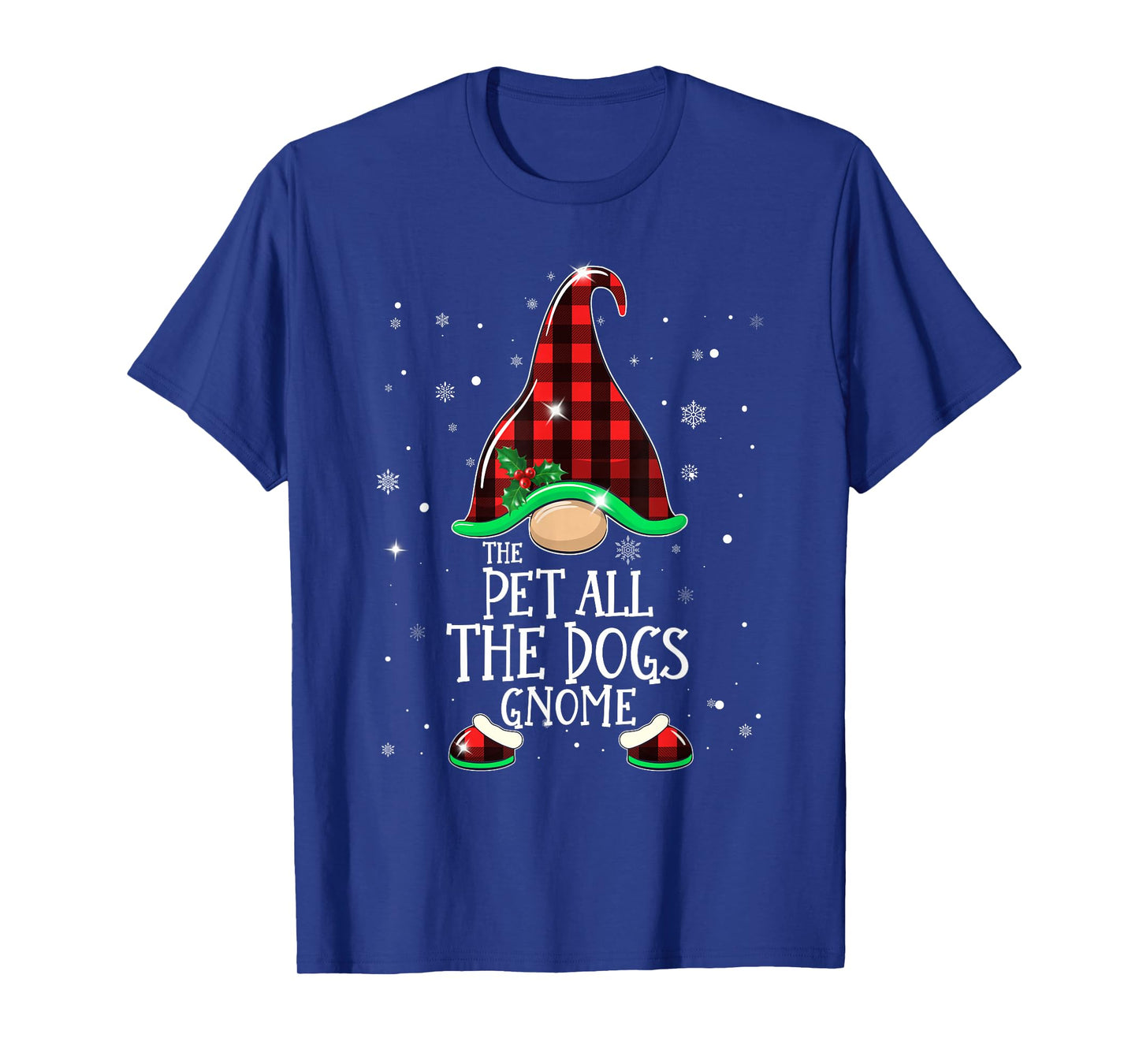 THE PET ALL THE DOGS Gnome Buffalo Plaid Matching Christmas T-Shirt