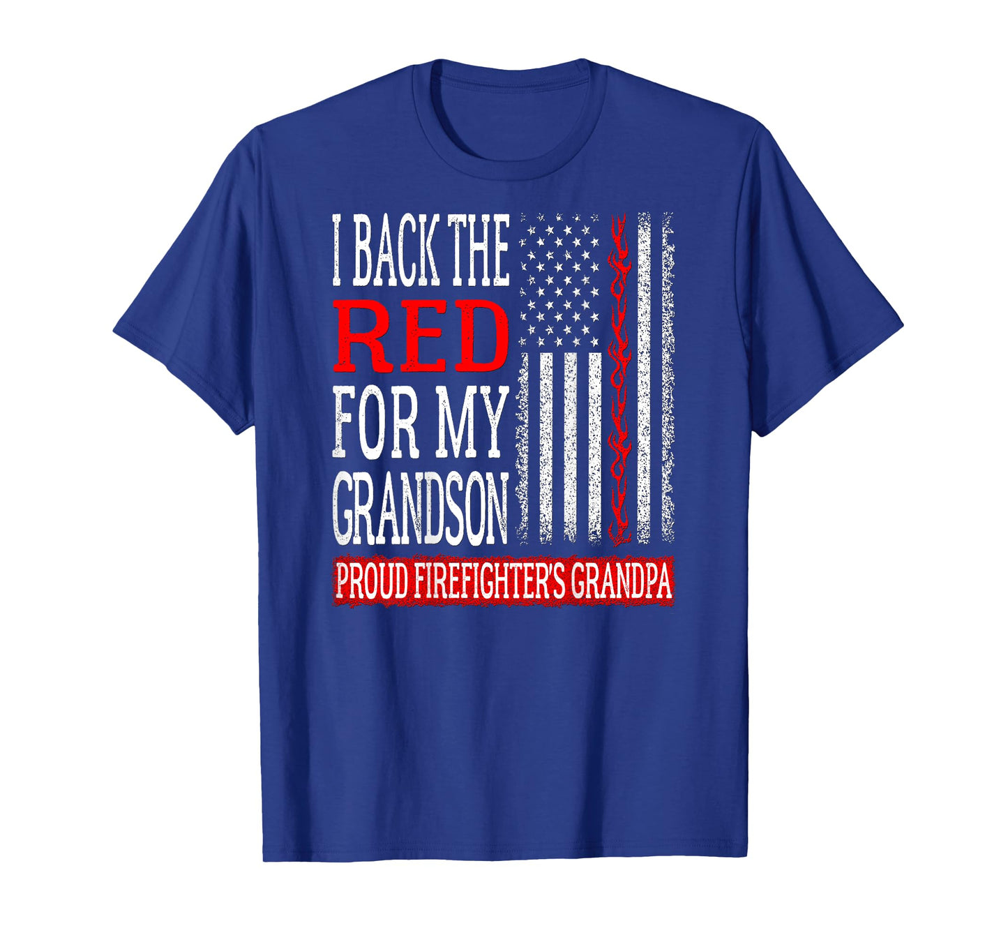 Mens I Back The Red For My Grandson Firefighter's Grandpa Family T-Shirt