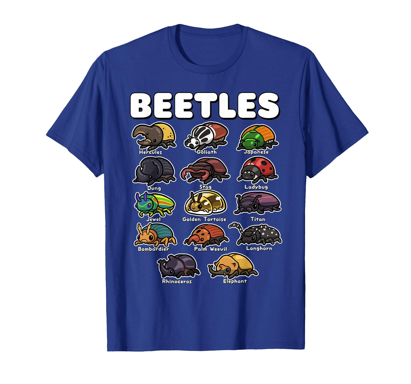 Cute Beetles Collection Funny Insect Cartoon Entomology Art T-Shirt
