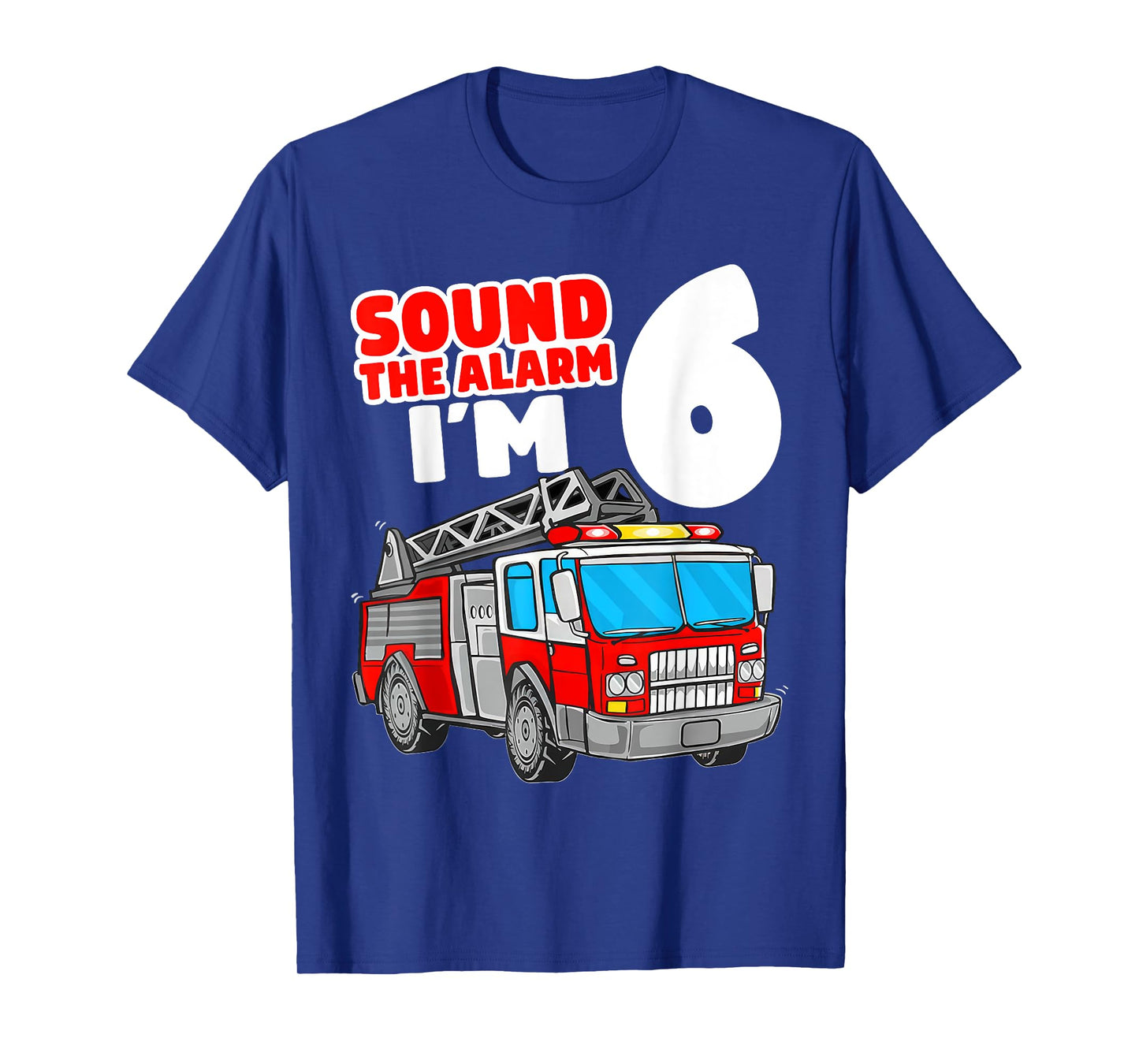 Fire Truck 6th Birthday Toddler Boy Firefighter 6 Year Old T-Shirt