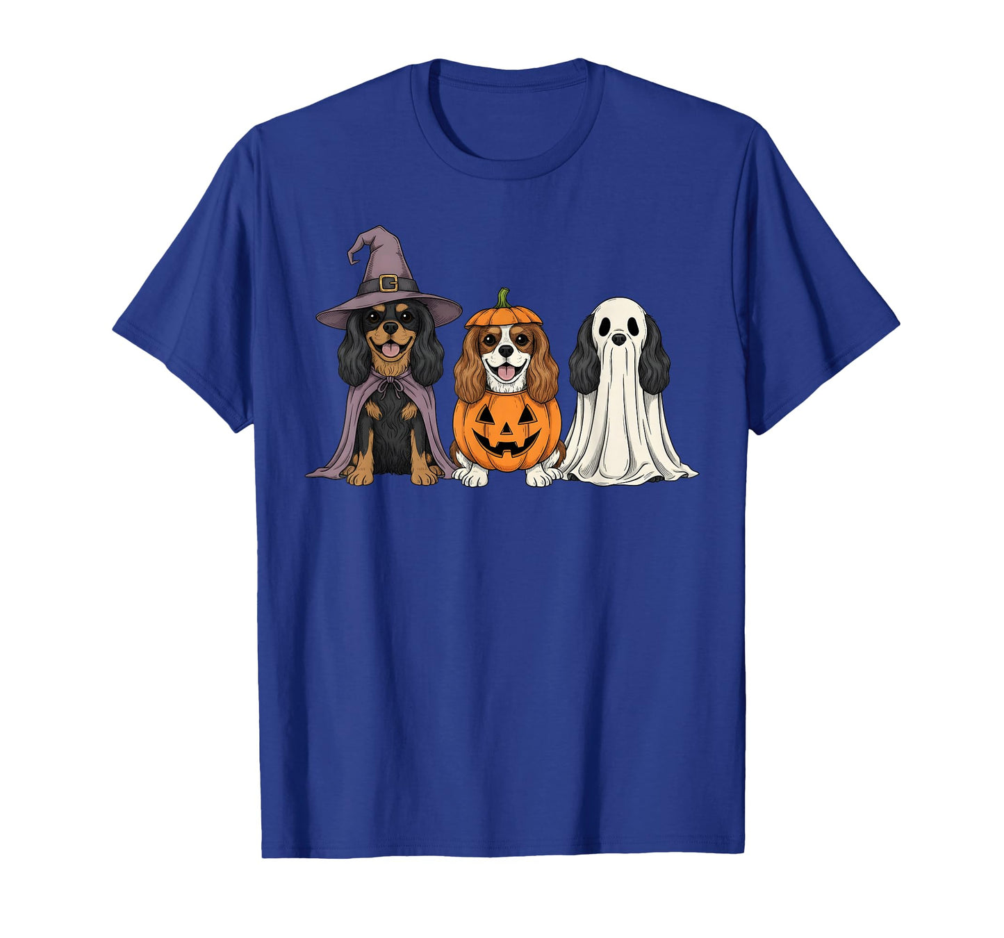 Spooky Ghost Cavalier King Charles Spaniel Pumpkin Halloween T-Shirt