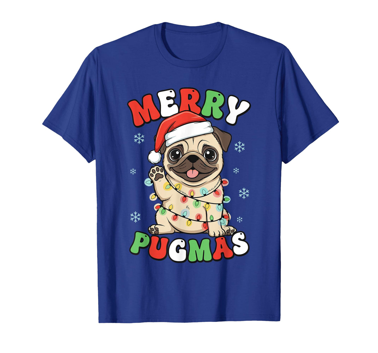 Pug Christmas Pajamas Shirt for Women, Funny Merry Pugmas T-Shirt